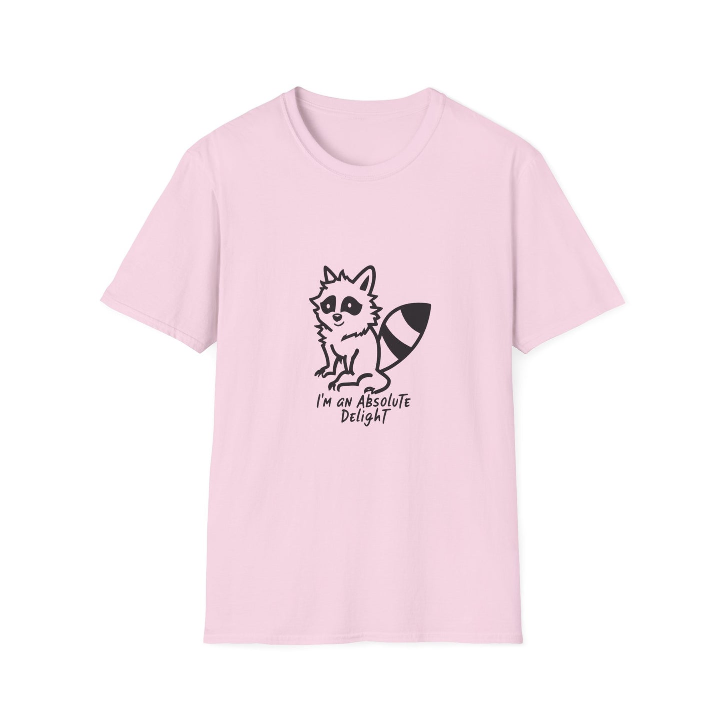 Cute Raccoon Quote T-Shirt - "I'm an Absolute Delight" Unisex Softstyle Tee
