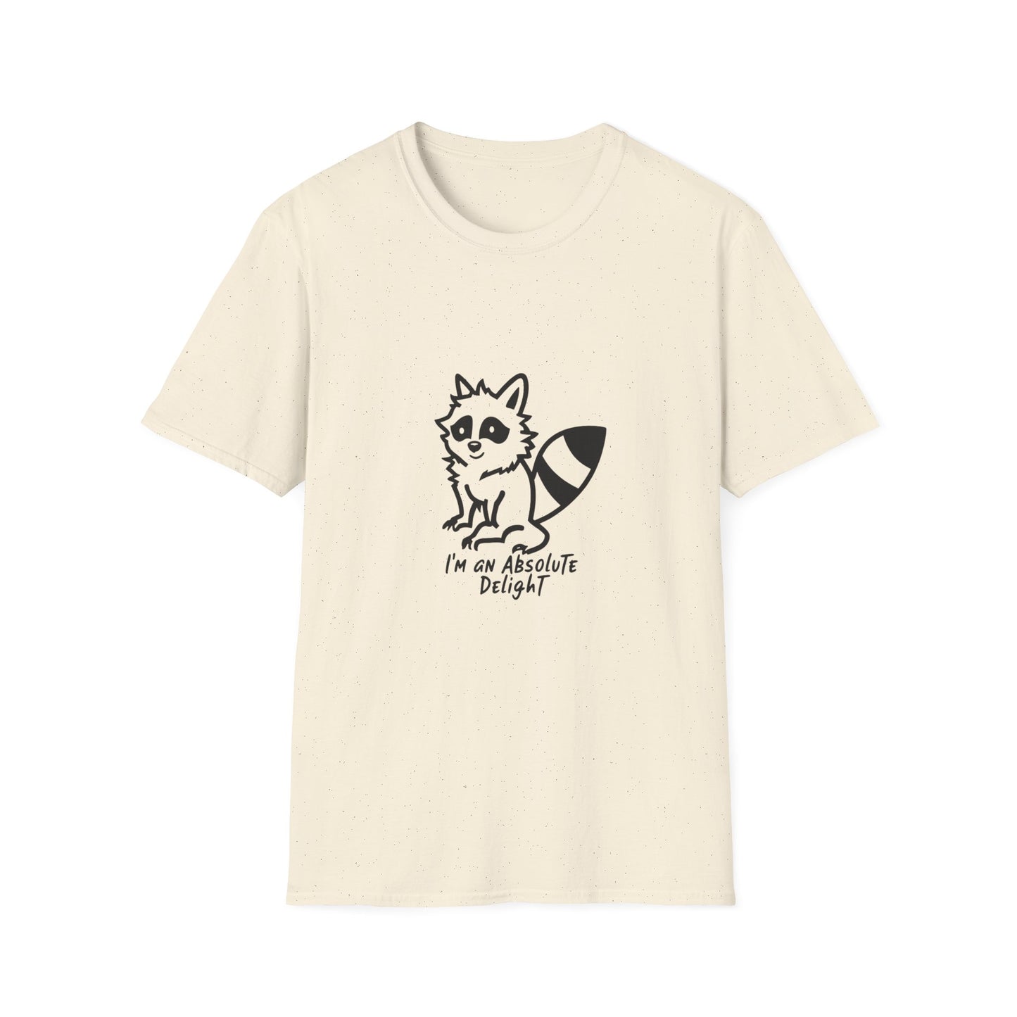 Cute Raccoon Quote T-Shirt - "I'm an Absolute Delight" Unisex Softstyle Tee