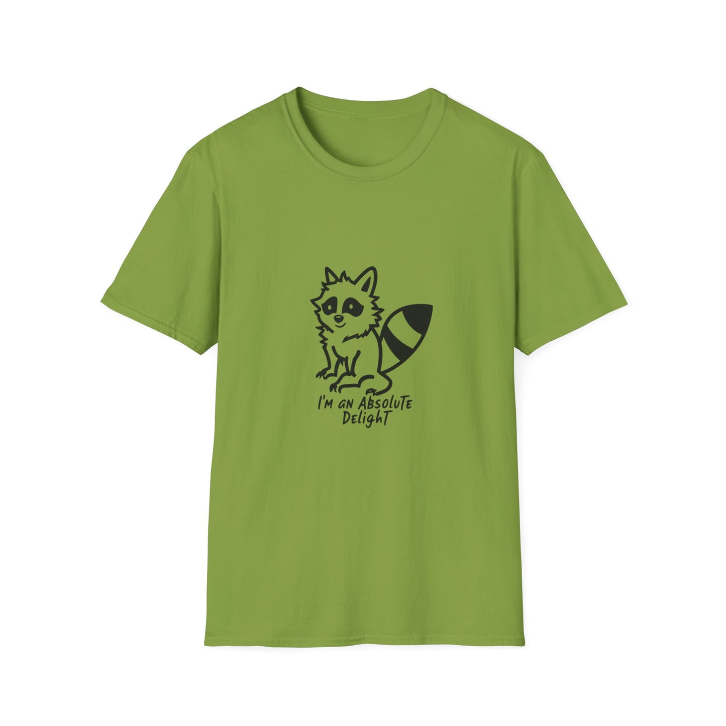 Cute Raccoon Quote T-Shirt - "I'm an Absolute Delight" Unisex Softstyle Tee