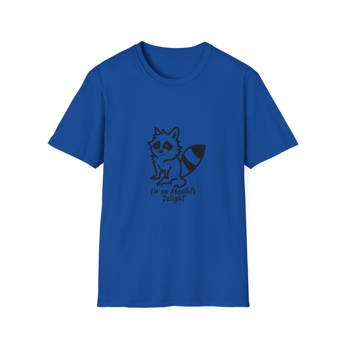 Cute Raccoon Quote T-Shirt - "I'm an Absolute Delight" Unisex Softstyle Tee