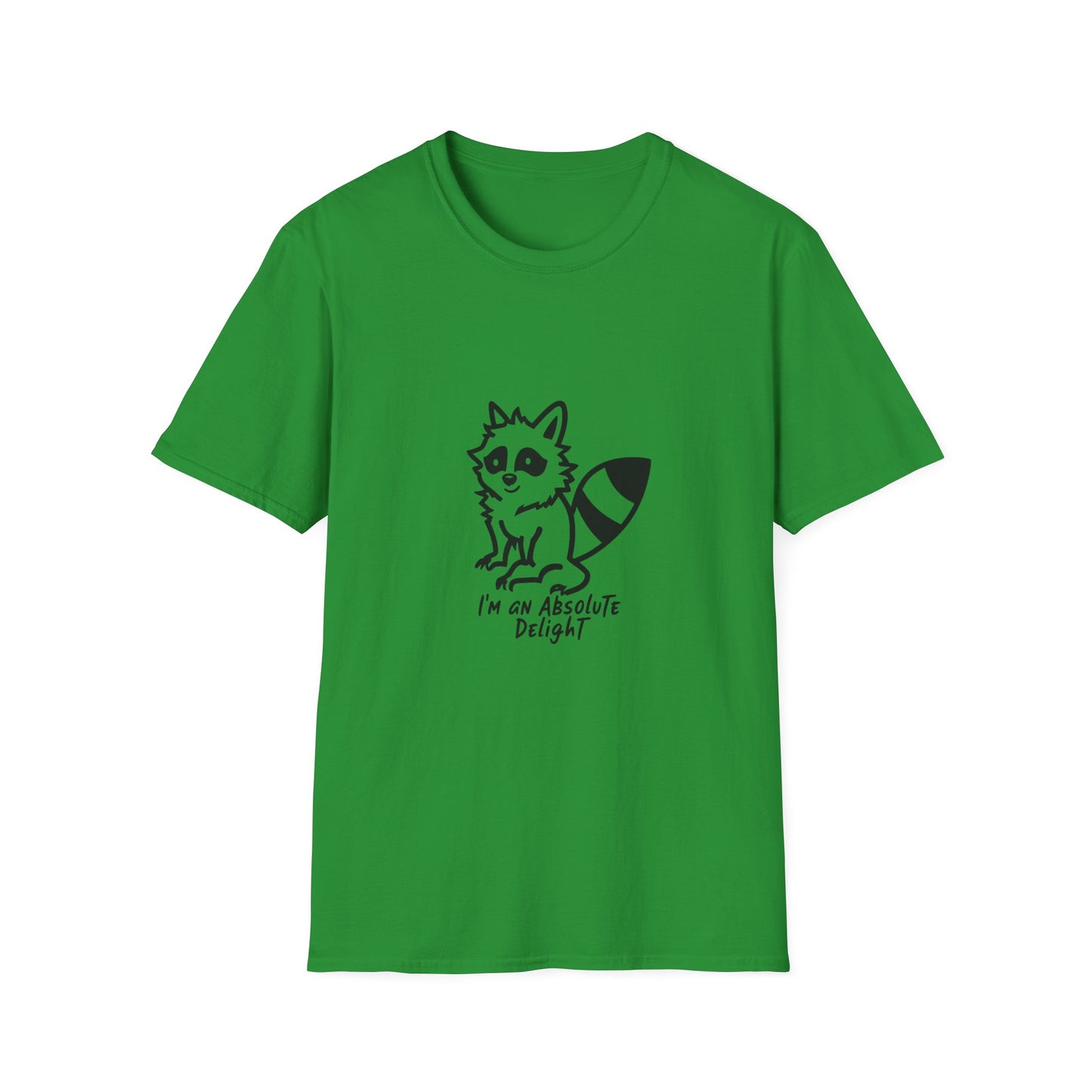 Cute Raccoon Quote T-Shirt - "I'm an Absolute Delight" Unisex Softstyle Tee
