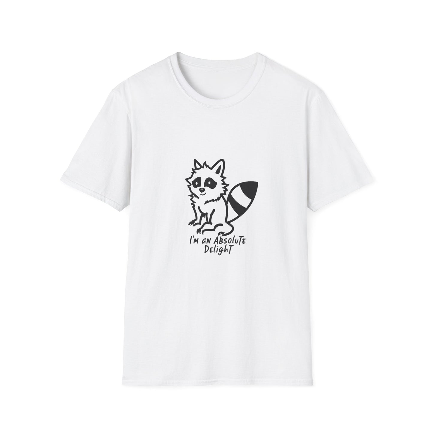 Cute Raccoon Quote T-Shirt - "I'm an Absolute Delight" Unisex Softstyle Tee