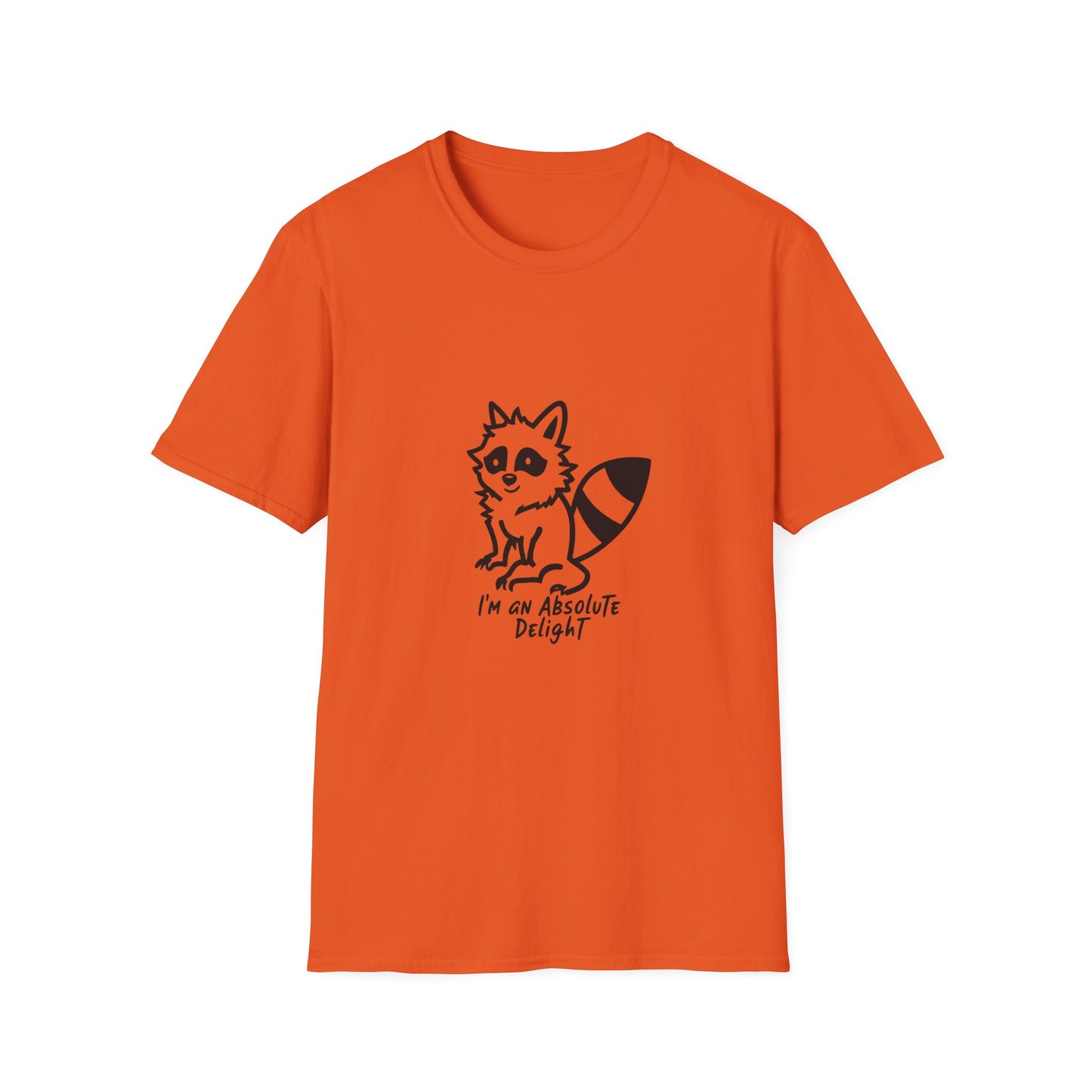Cute Raccoon Quote T-Shirt - "I'm an Absolute Delight" Unisex Softstyle Tee