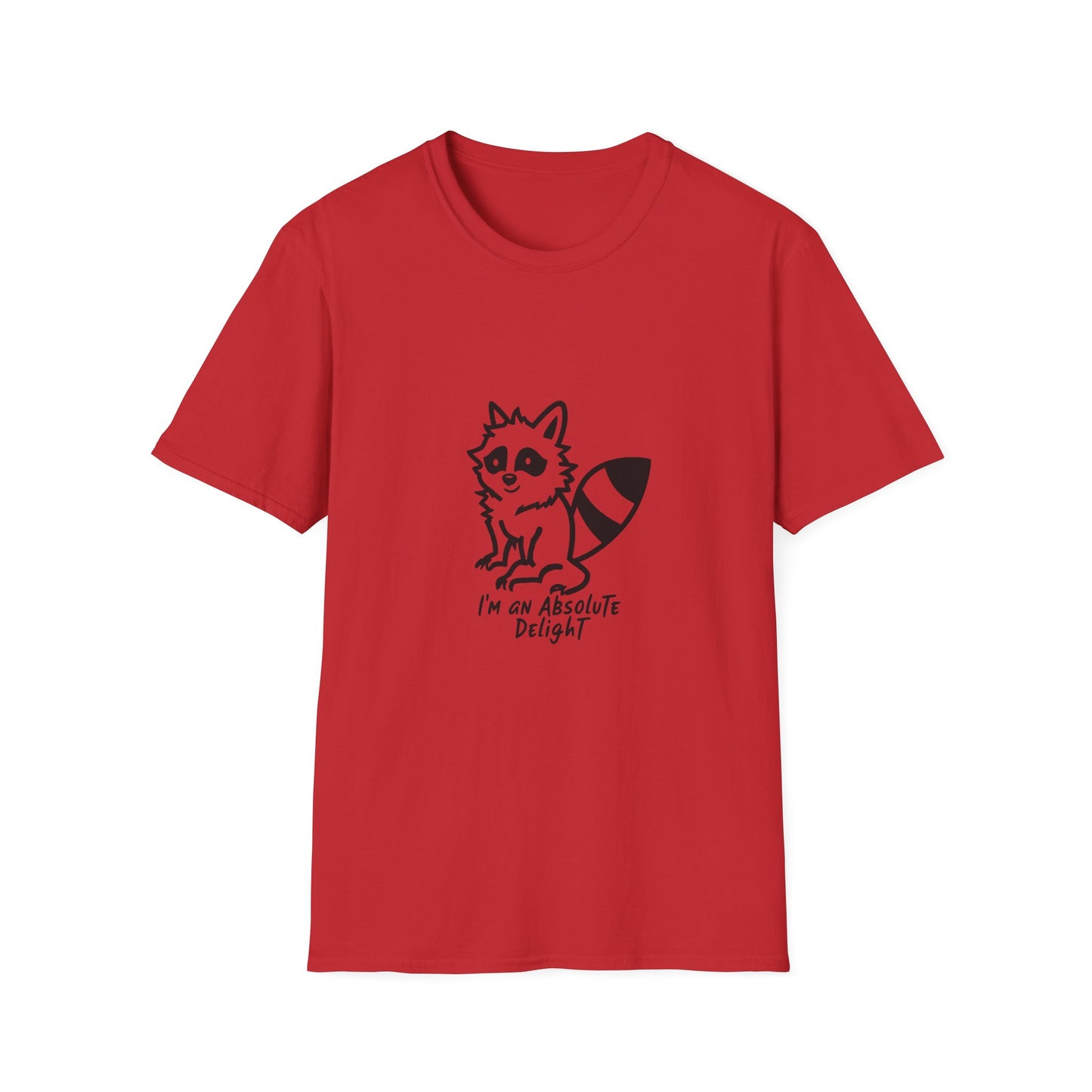 Cute Raccoon Quote T-Shirt - "I'm an Absolute Delight" Unisex Softstyle Tee