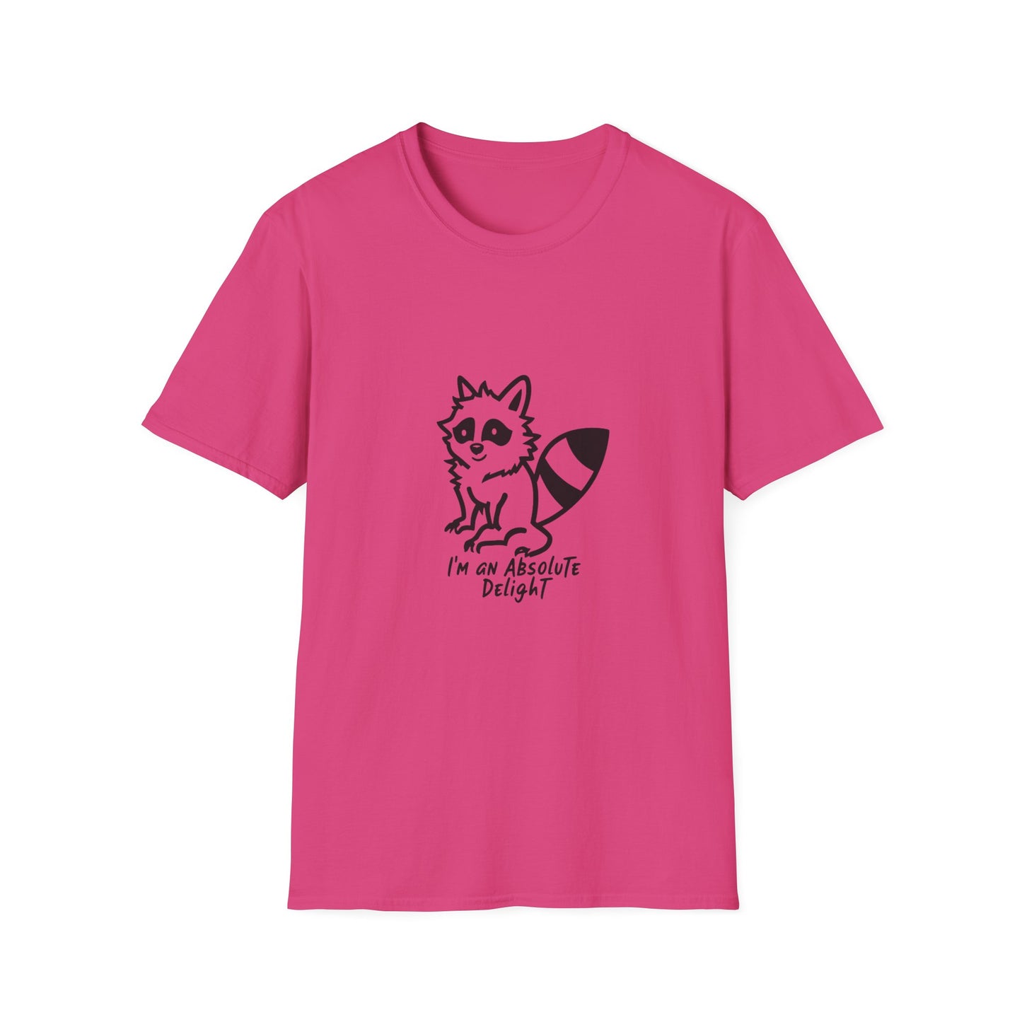Cute Raccoon Quote T-Shirt - "I'm an Absolute Delight" Unisex Softstyle Tee