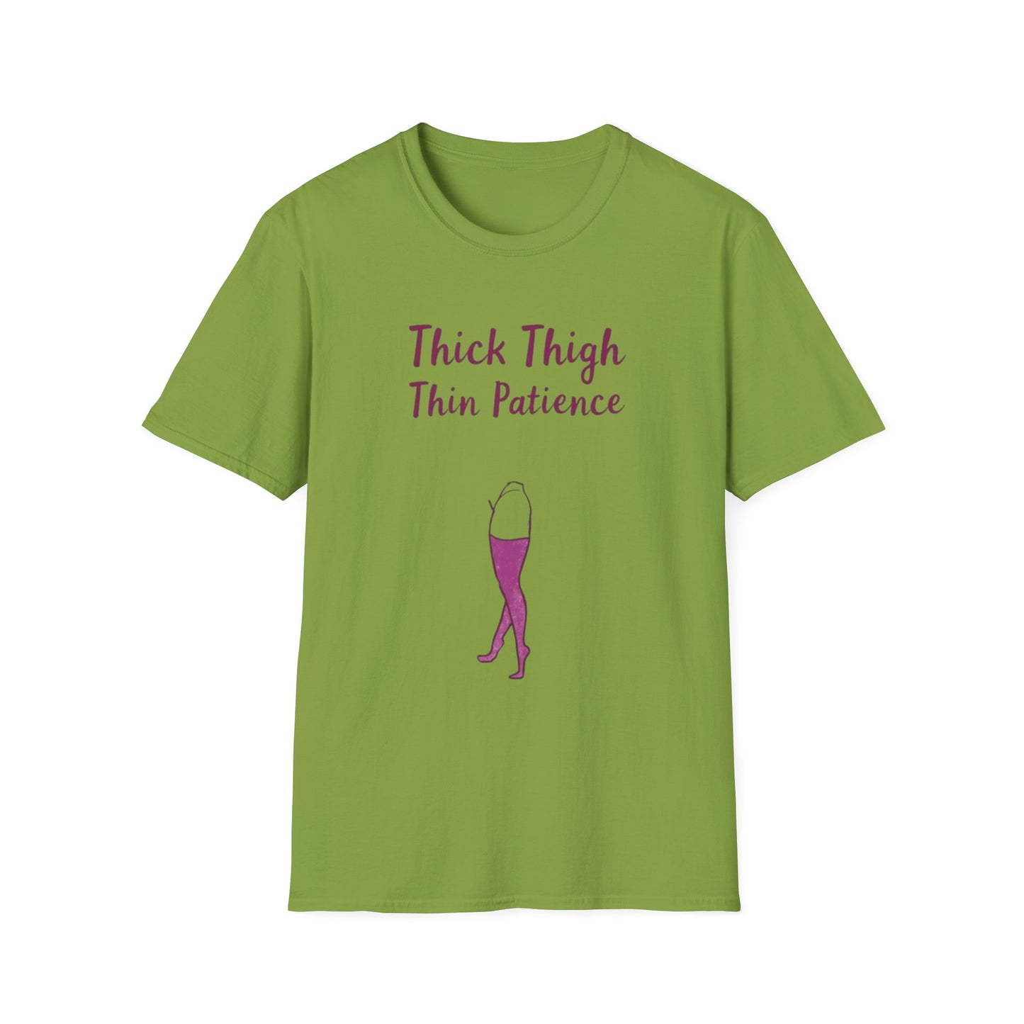 Thick Thigh Thin Patience Unisex Softstyle T-Shirt - Funny Graphic Tee for Body Positivity and Self-Love