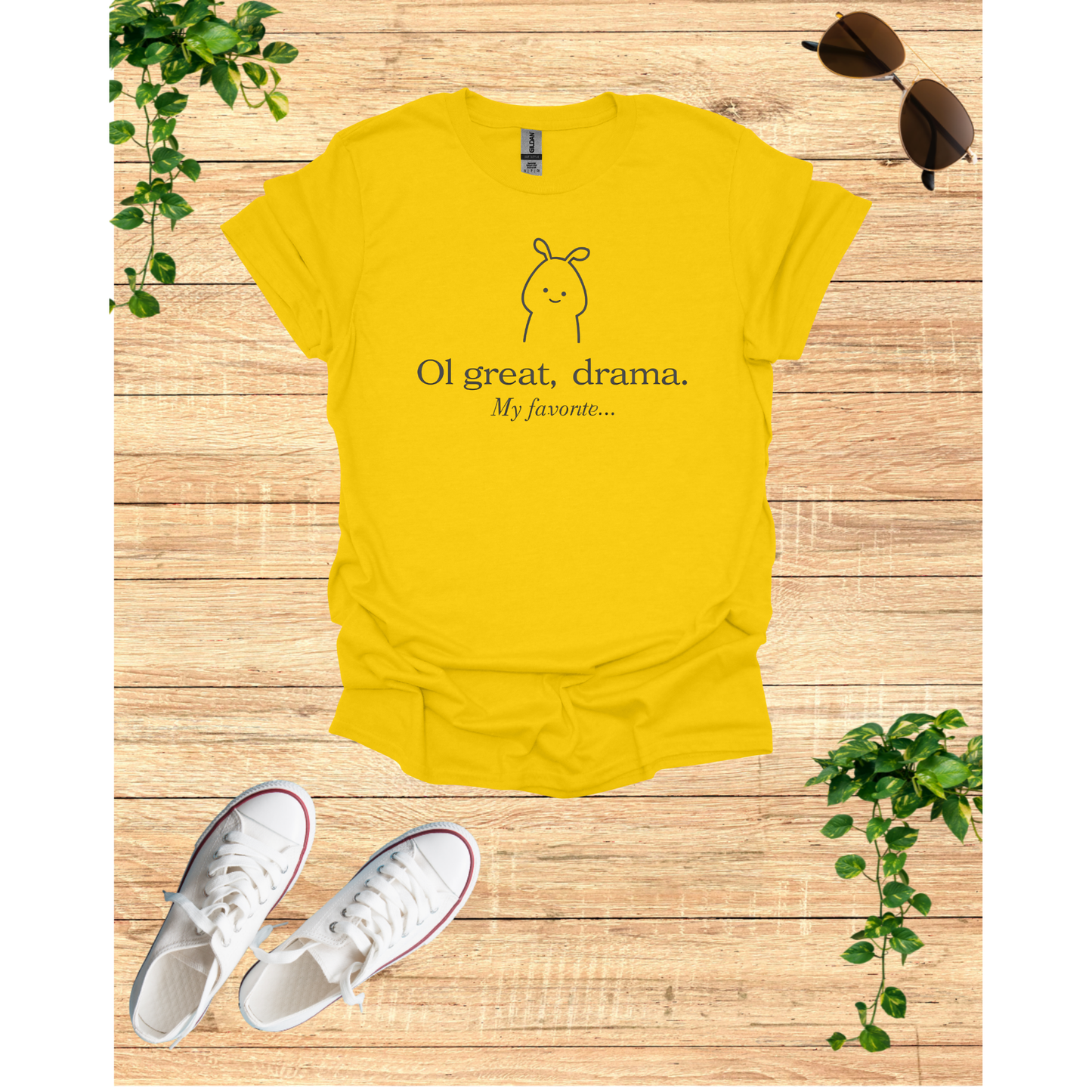 Humorous Unisex Softstyle T-Shirt - 'Oh Great, Drama! My Favorite...'