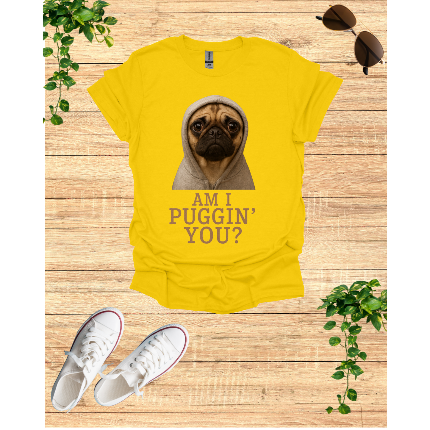 Am I Puggin' You? Unisex Softstyle T-Shirt, Cute Dog Tee, Pet Lover Gift, Funny Pug Shirt, Animal Humor Apparel, Casual Wear