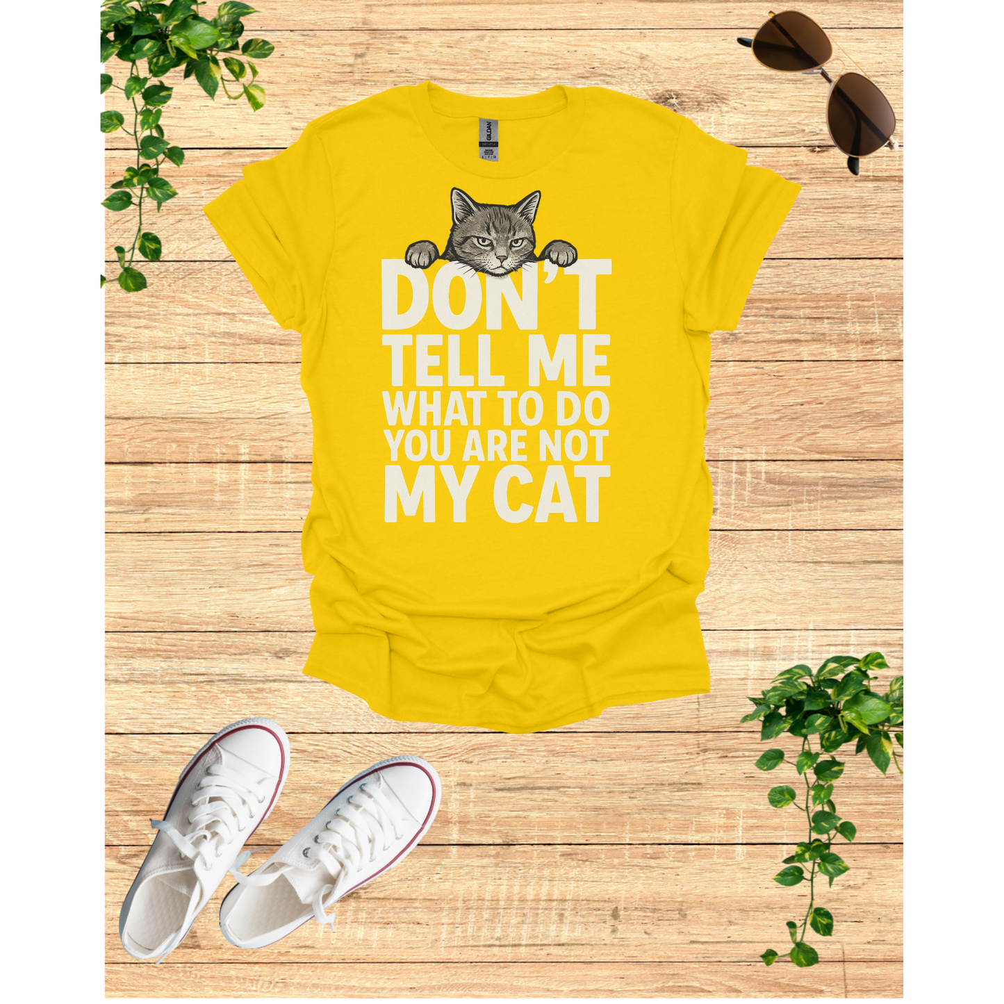 My cat tells me what to do, Unisex Softstyle Tee, Gift for Cat Lovers, Humor Shirt, Pet Lover Apparel, Quirky Casual Wear