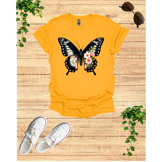 Butterfly Floral Unisex T-Shirt - Nature-Inspired Short Sleeve Shirt