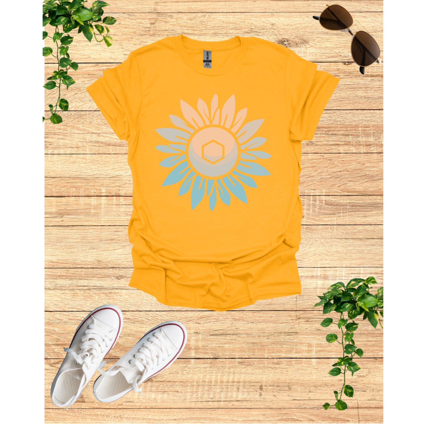 Sunflower Mandala Unisex Softstyle T-Shirt - Boho Chic Vibes