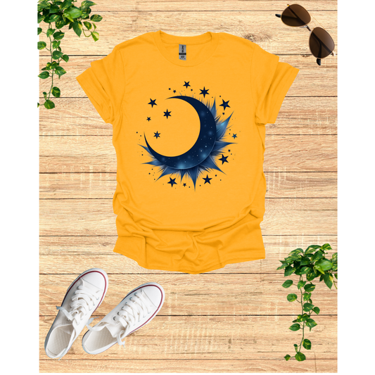 Cosmic Celestial Dream Unisex Garment-Dyed T-Shirt - Moon & Stars Design