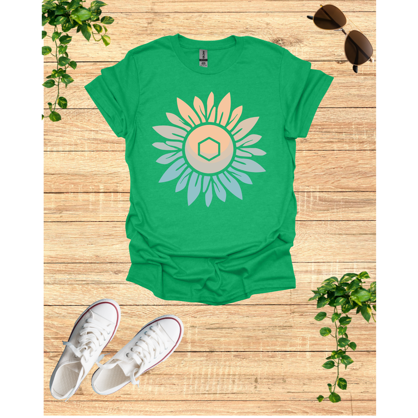 Sunflower Mandala Unisex Softstyle T-Shirt - Boho Chic Vibes