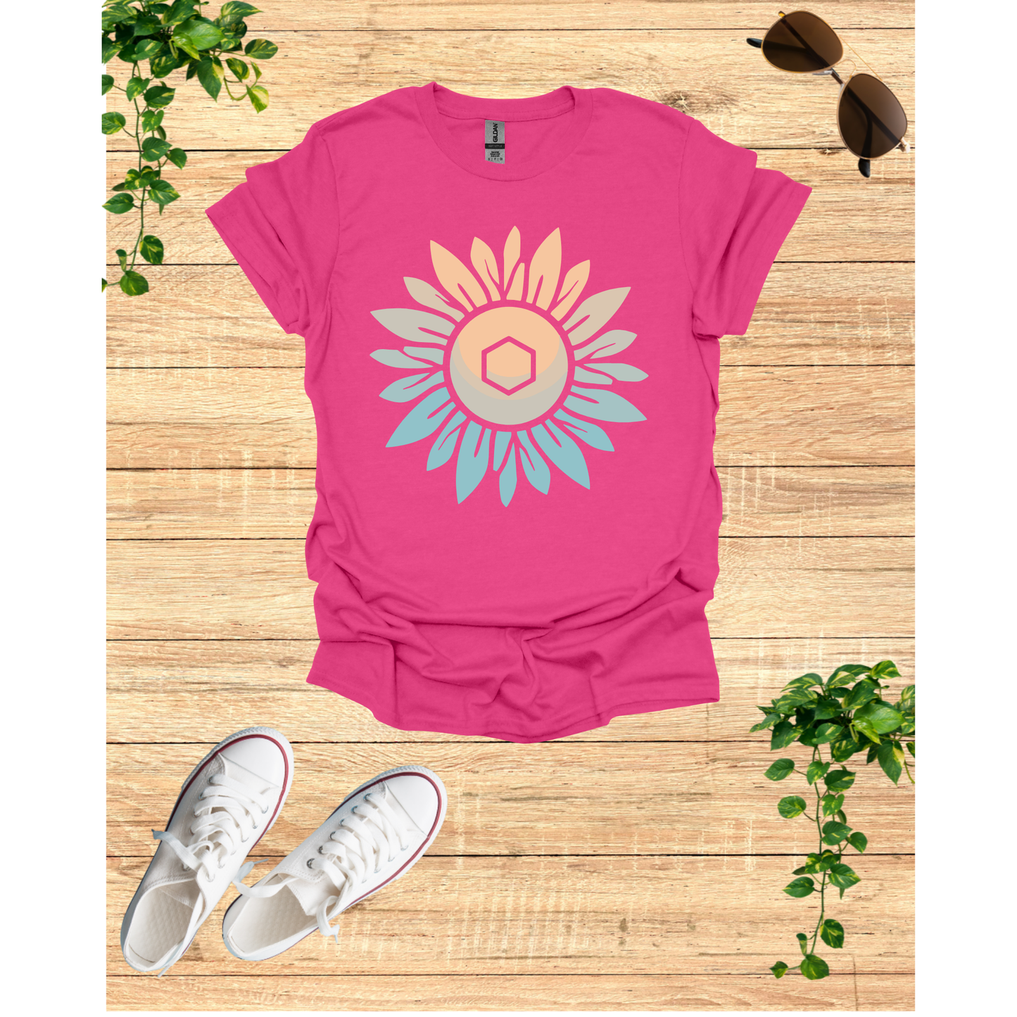 Sunflower Mandala Unisex Softstyle T-Shirt - Boho Chic Vibes