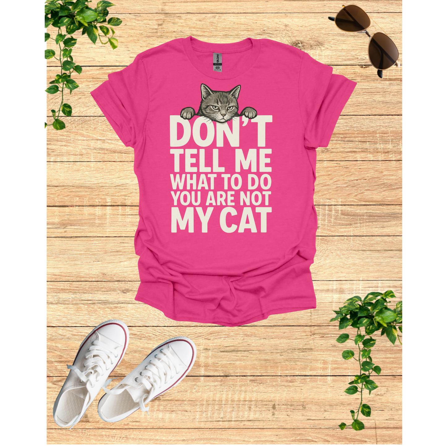 My cat tells me what to do, Unisex Softstyle Tee, Gift for Cat Lovers, Humor Shirt, Pet Lover Apparel, Quirky Casual Wear