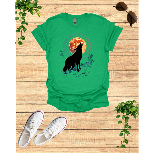 Wolf Howling Moon Unisex Garment-Dyed T-Shirt
