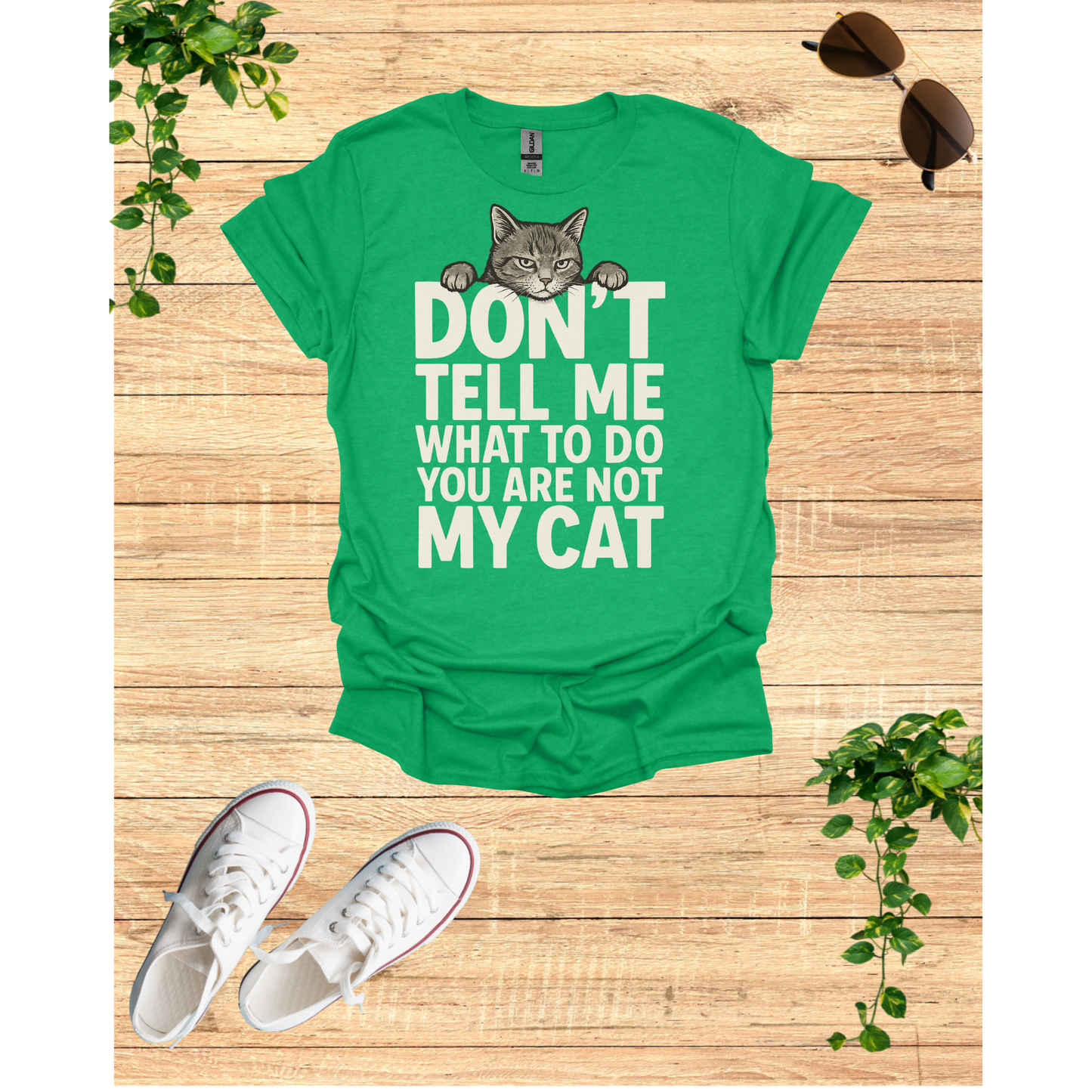 My cat tells me what to do, Unisex Softstyle Tee, Gift for Cat Lovers, Humor Shirt, Pet Lover Apparel, Quirky Casual Wear