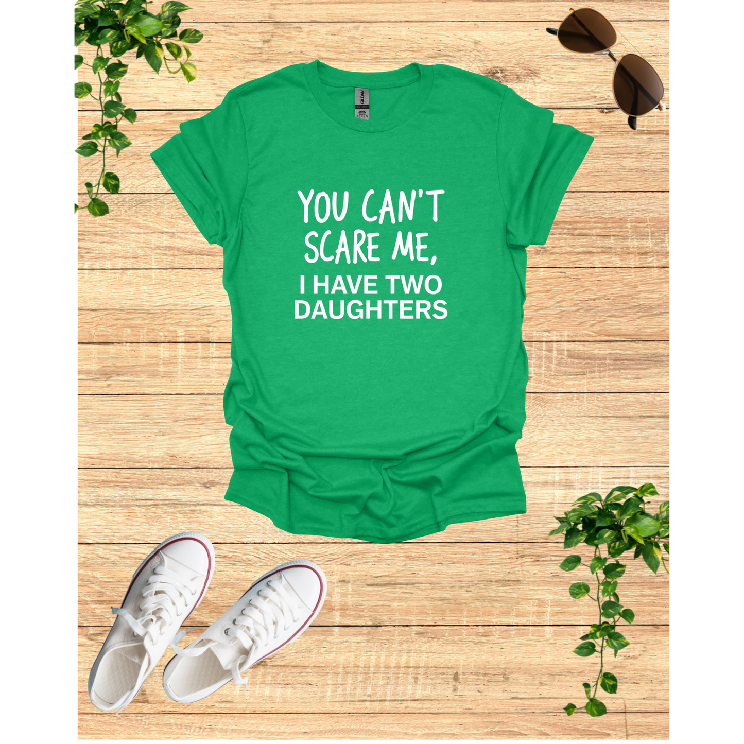 Funny Dad T-Shirt - 'You Can't Scare Me, I Have Two Daughters' - Unisex Softstyle Tee