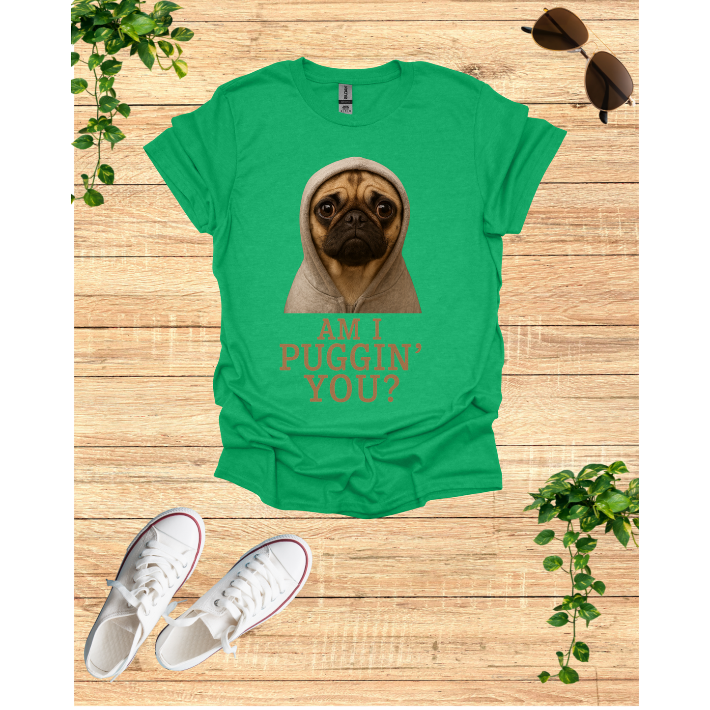 Am I Puggin' You? Unisex Softstyle T-Shirt, Cute Dog Tee, Pet Lover Gift, Funny Pug Shirt, Animal Humor Apparel, Casual Wear