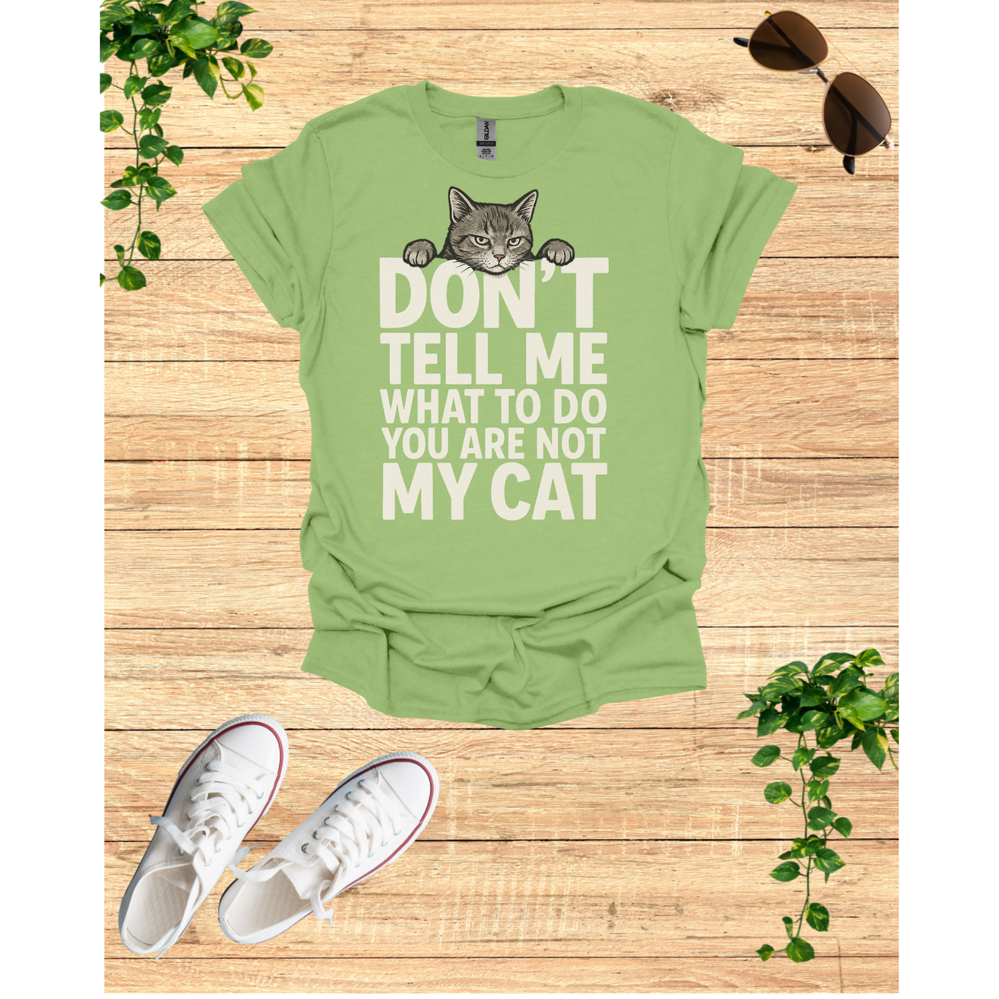 My cat tells me what to do, Unisex Softstyle Tee, Gift for Cat Lovers, Humor Shirt, Pet Lover Apparel, Quirky Casual Wear