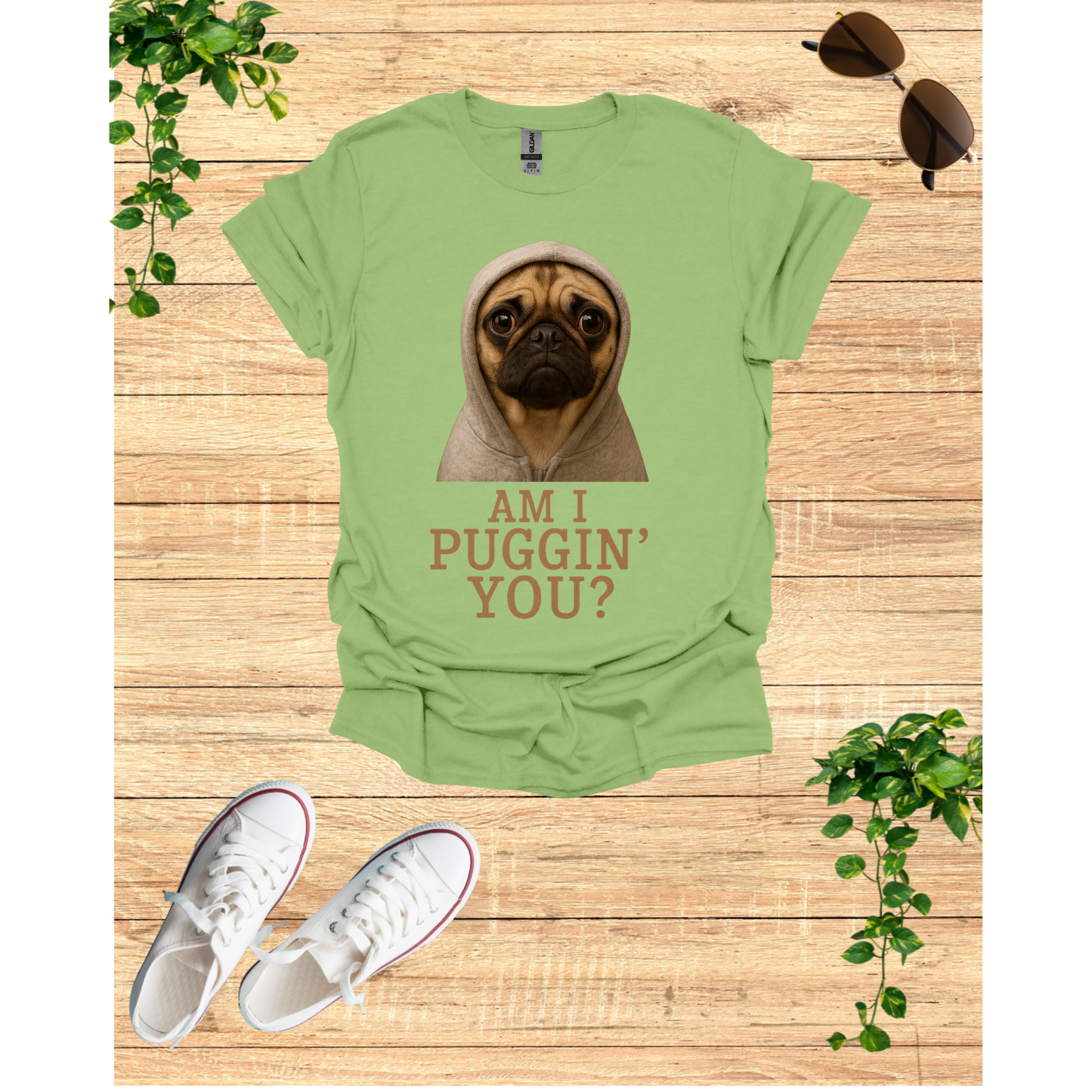 Am I Puggin' You? Unisex Softstyle T-Shirt, Cute Dog Tee, Pet Lover Gift, Funny Pug Shirt, Animal Humor Apparel, Casual Wear