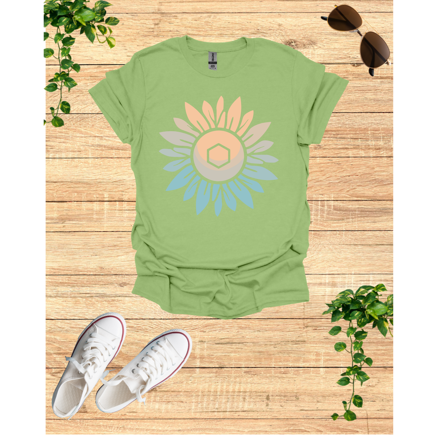 Sunflower Mandala Unisex Softstyle T-Shirt - Boho Chic Vibes