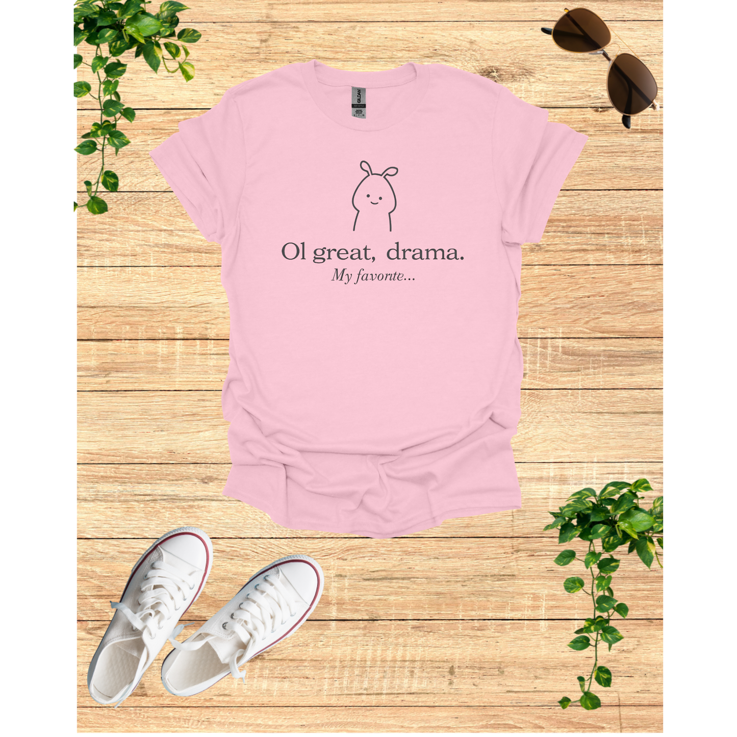 Humorous Unisex Softstyle T-Shirt - 'Oh Great, Drama! My Favorite...'