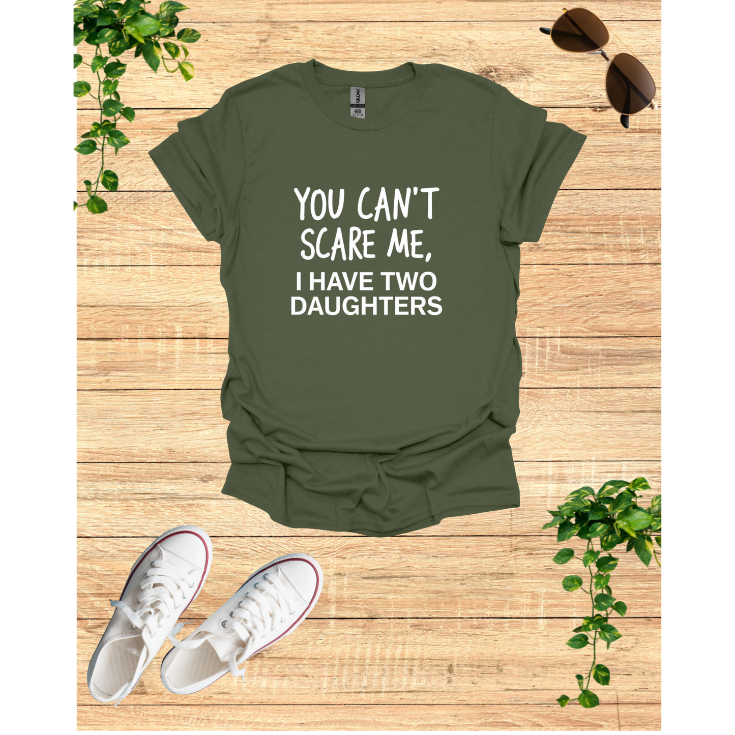 Funny Dad T-Shirt - 'You Can't Scare Me, I Have Two Daughters' - Unisex Softstyle Tee