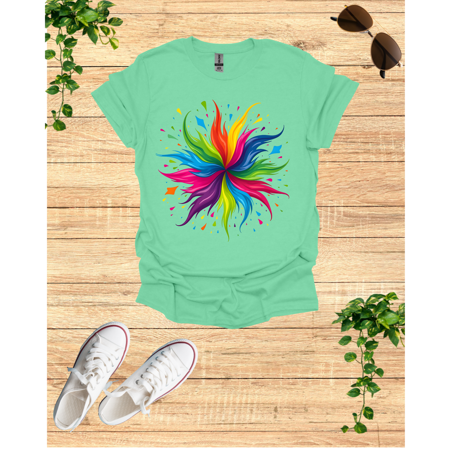 Colorful Abstract Splash Unisex Softstyle T-Shirt - Vibrant Artistic Tee for Creative Souls