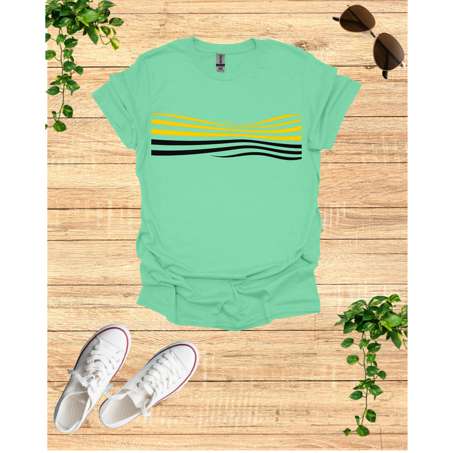 Sunset Wave Graphic Unisex T-Shirt - Softstyle Tee for Relaxed Vibes