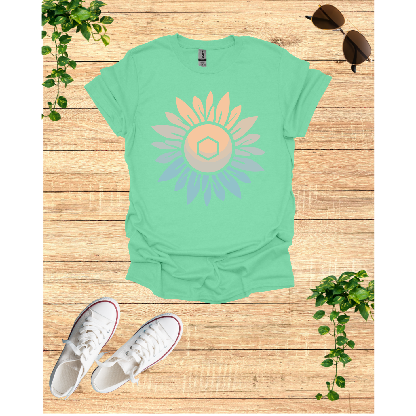Sunflower Mandala Unisex Softstyle T-Shirt - Boho Chic Vibes