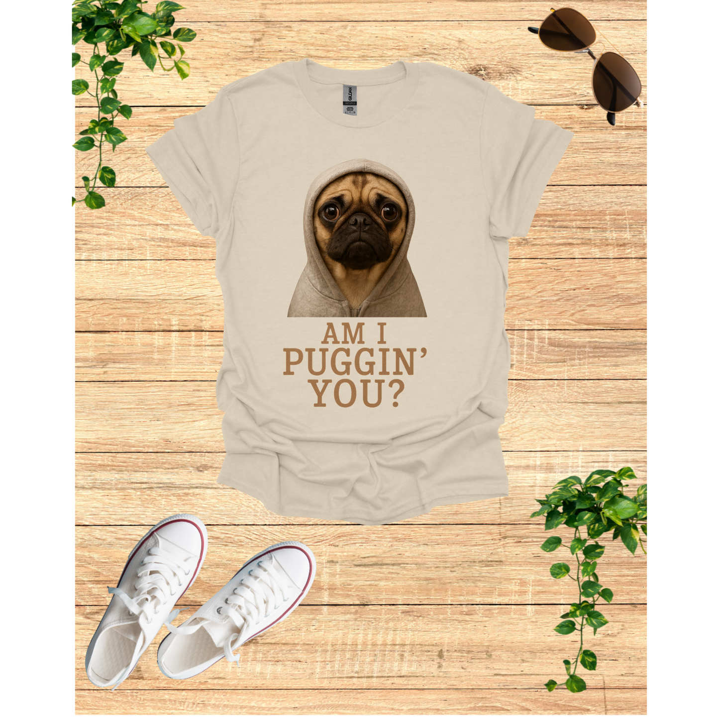 Am I Puggin' You? Unisex Softstyle T-Shirt, Cute Dog Tee, Pet Lover Gift, Funny Pug Shirt, Animal Humor Apparel, Casual Wear