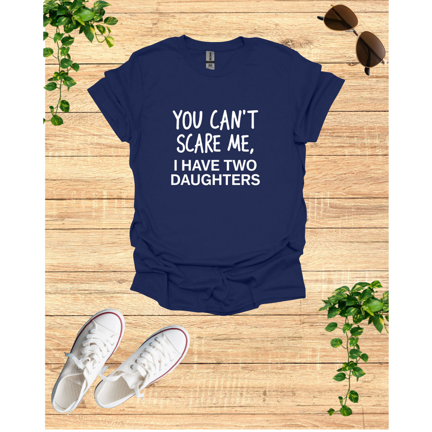 Funny Dad T-Shirt - 'You Can't Scare Me, I Have Two Daughters' - Unisex Softstyle Tee