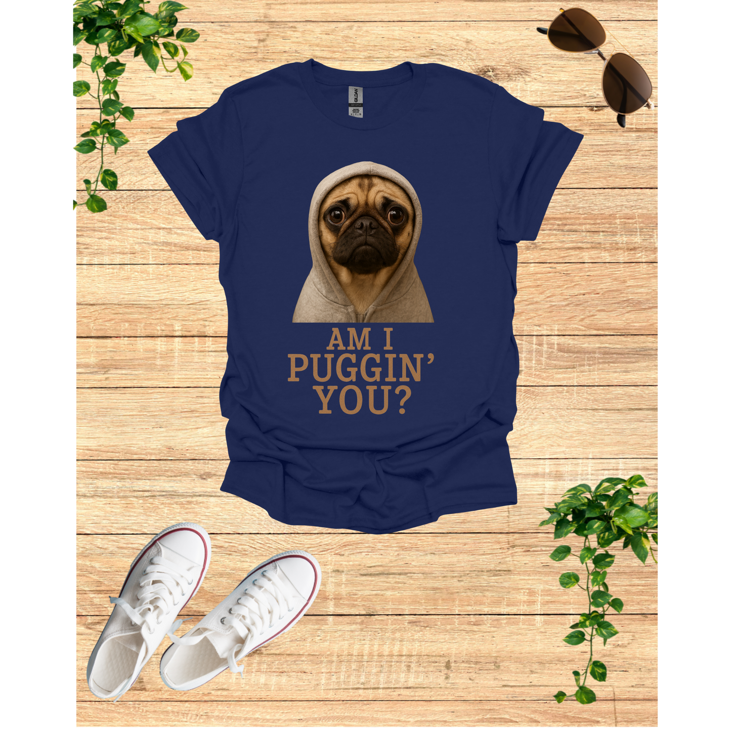 Am I Puggin' You? Unisex Softstyle T-Shirt, Cute Dog Tee, Pet Lover Gift, Funny Pug Shirt, Animal Humor Apparel, Casual Wear