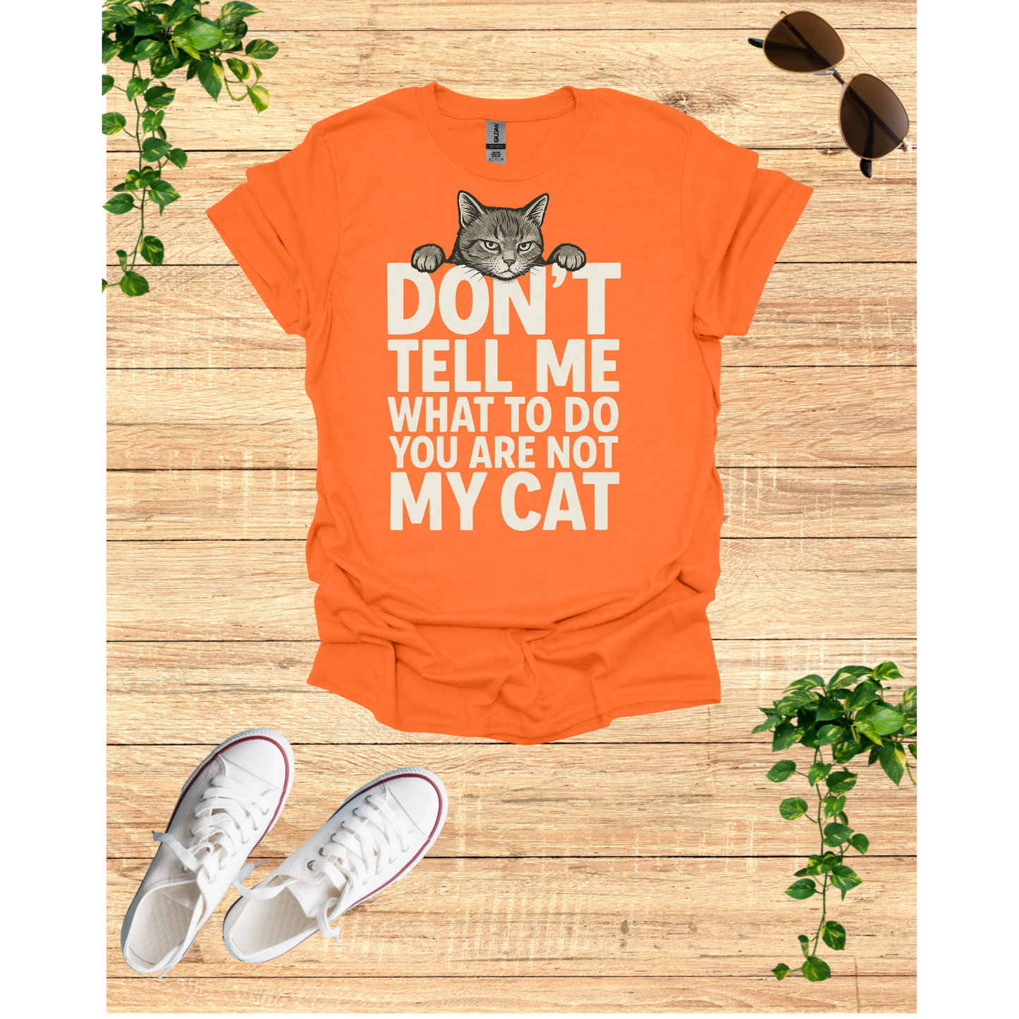 My cat tells me what to do, Unisex Softstyle Tee, Gift for Cat Lovers, Humor Shirt, Pet Lover Apparel, Quirky Casual Wear