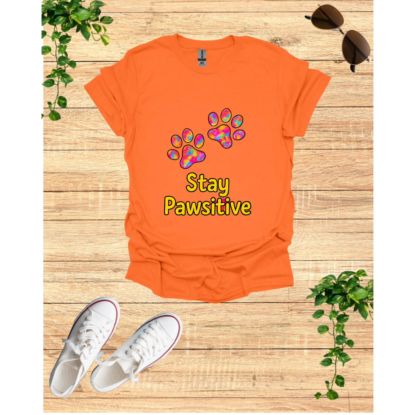 Stay Pawsitive Unisex Softstyle T-Shirt, Cute Pet Lover Tee, Gift for Animal Lovers, Dog Cat Enthusiasts, Fun Casual Wear