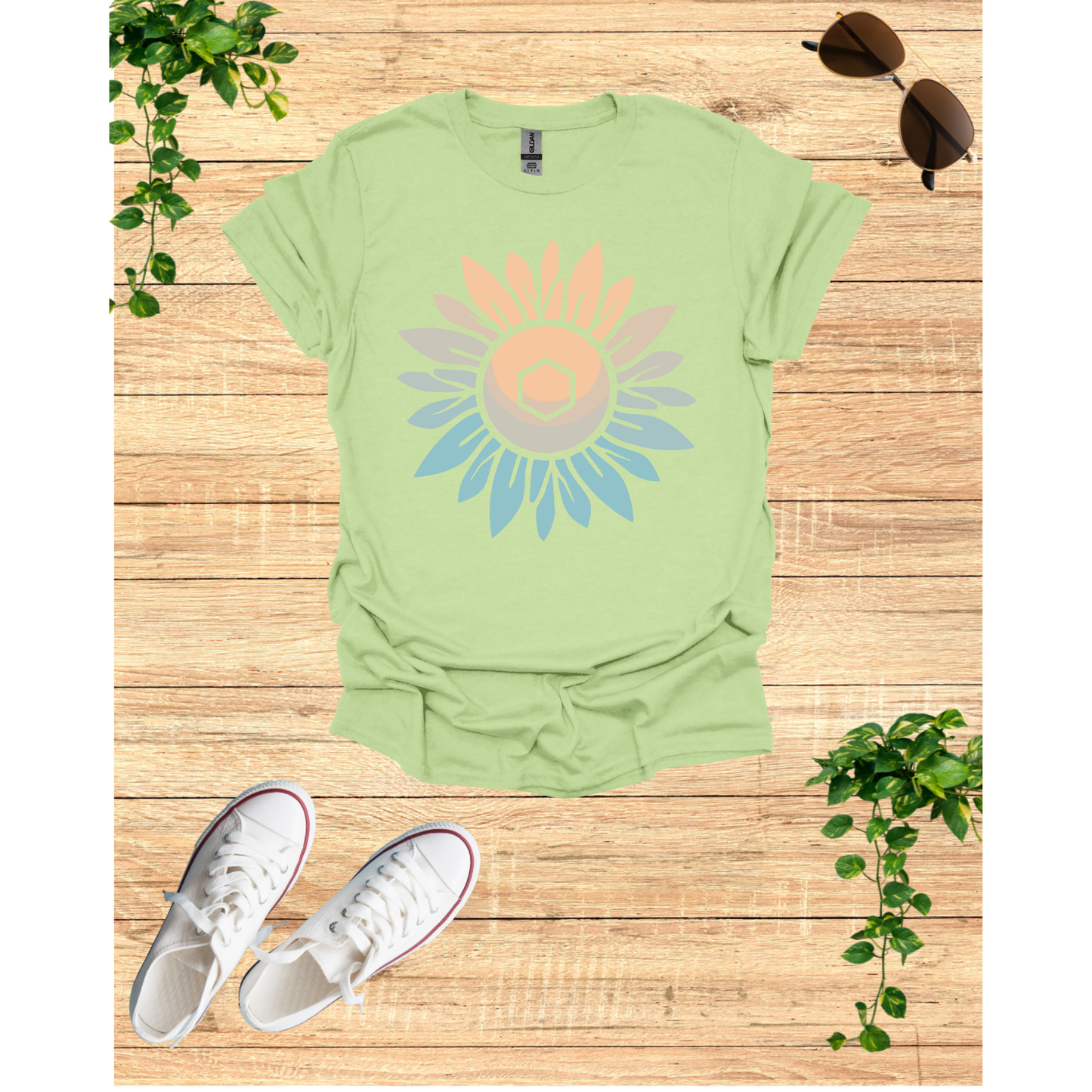 Sunflower Mandala Unisex Softstyle T-Shirt - Boho Chic Vibes