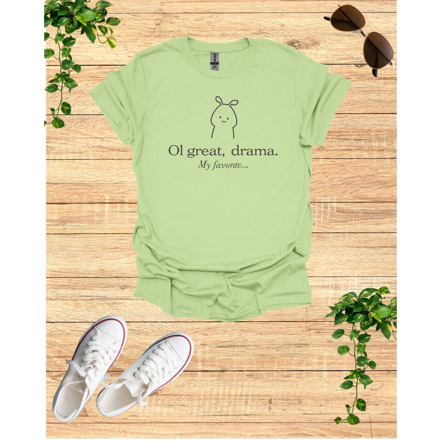 Humorous Unisex Softstyle T-Shirt - 'Oh Great, Drama! My Favorite...'