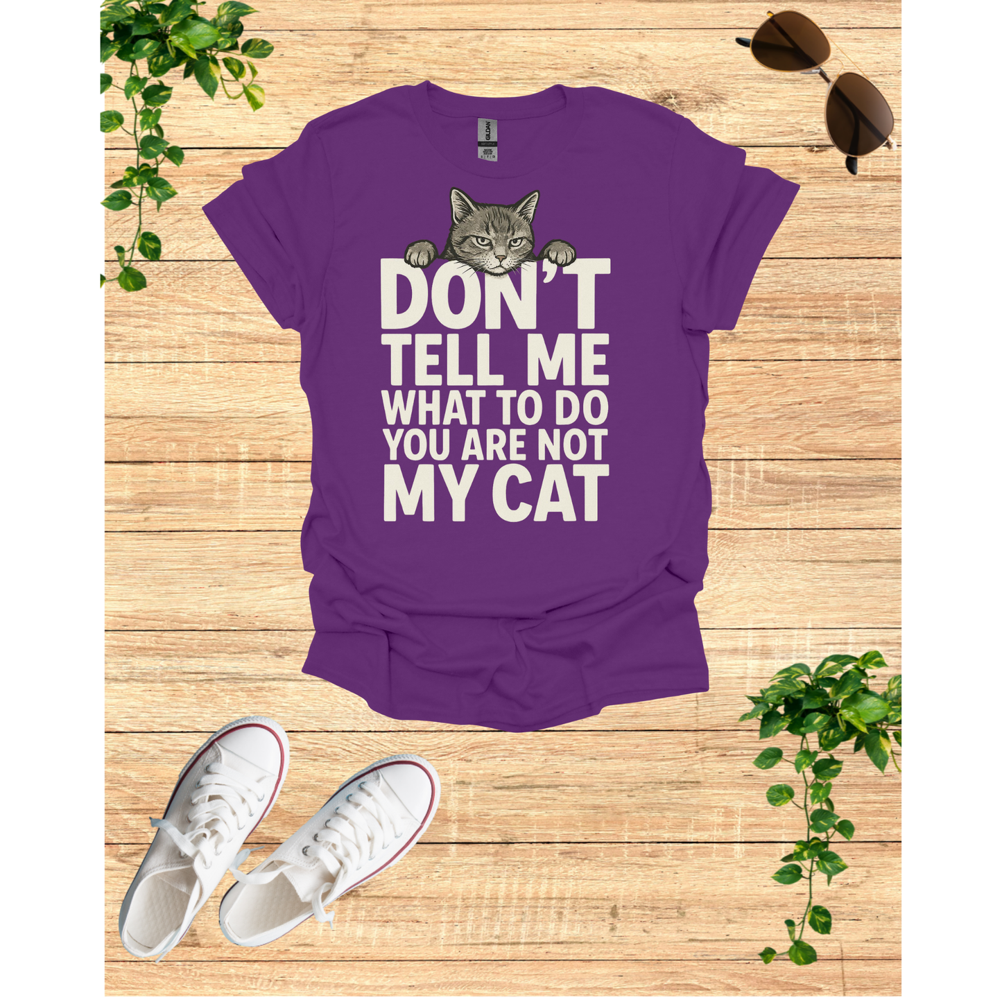 My cat tells me what to do, Unisex Softstyle Tee, Gift for Cat Lovers, Humor Shirt, Pet Lover Apparel, Quirky Casual Wear