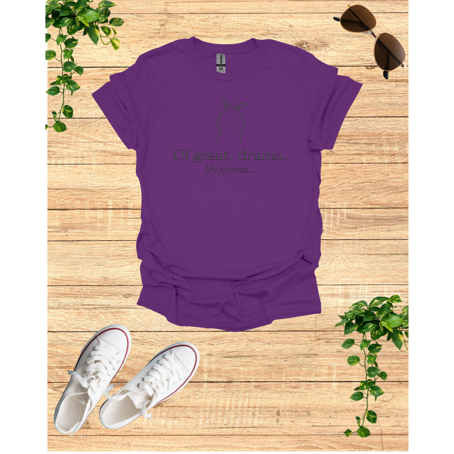 Humorous Unisex Softstyle T-Shirt - 'Oh Great, Drama! My Favorite...'