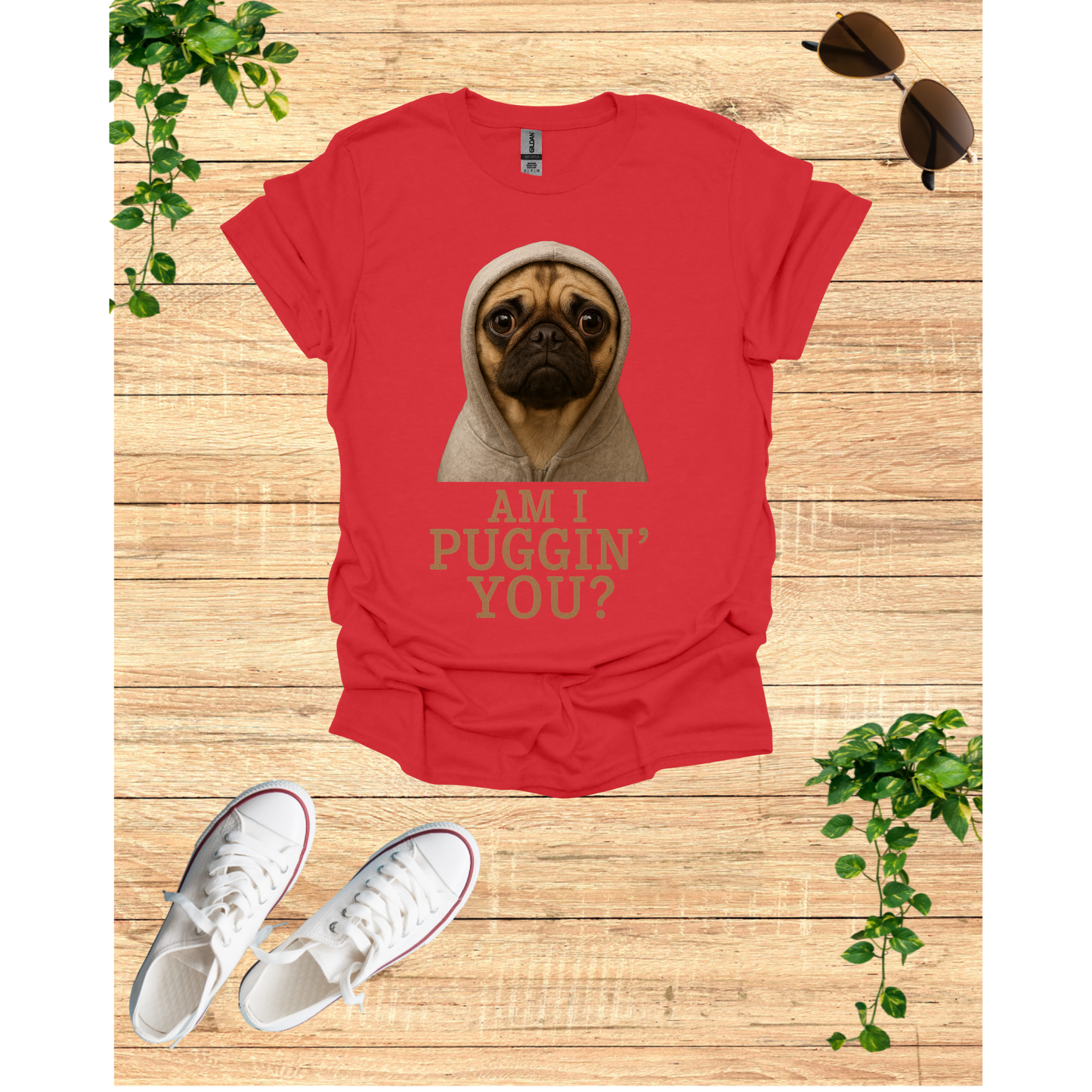 Am I Puggin' You? Unisex Softstyle T-Shirt, Cute Dog Tee, Pet Lover Gift, Funny Pug Shirt, Animal Humor Apparel, Casual Wear