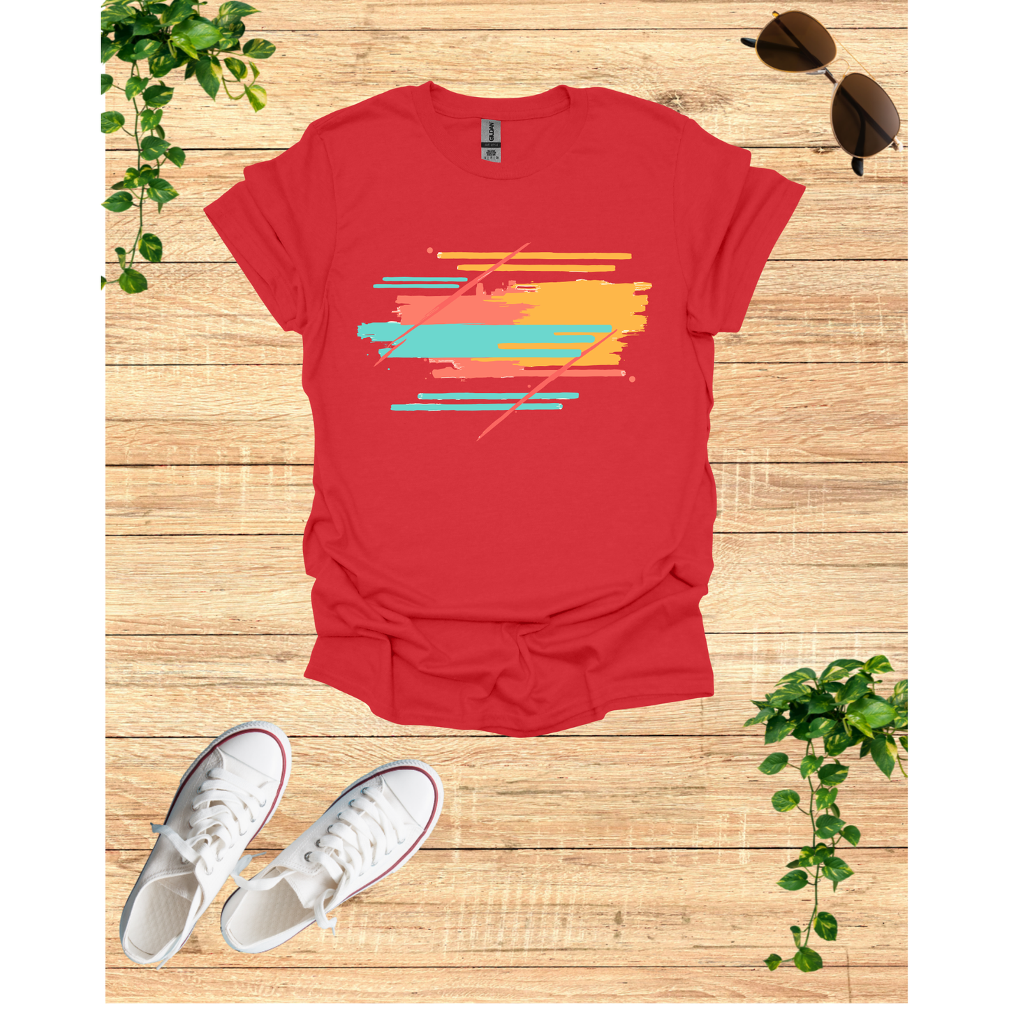 Vibrant Brush Stroke Unisex T-Shirt - Casual Art Tee for Everyday Wear