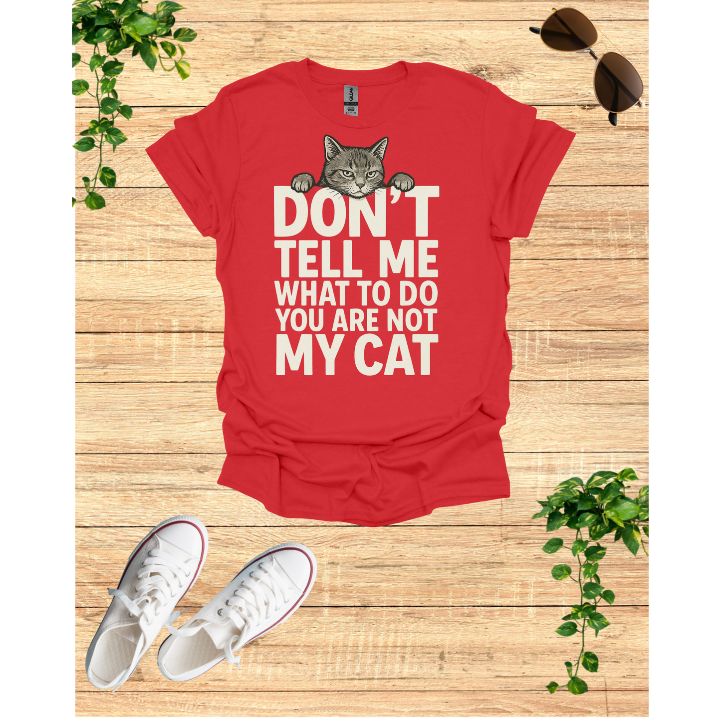 My cat tells me what to do, Unisex Softstyle Tee, Gift for Cat Lovers, Humor Shirt, Pet Lover Apparel, Quirky Casual Wear