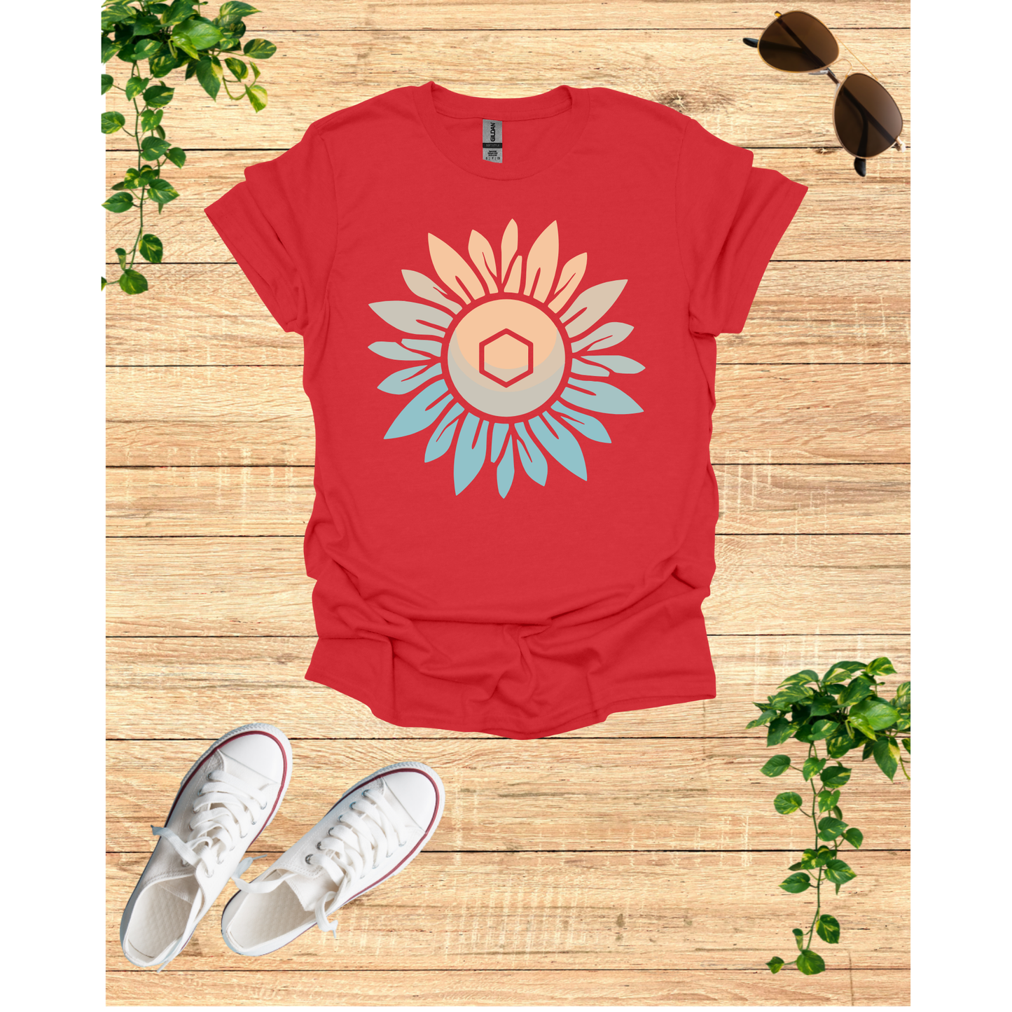 Sunflower Mandala Unisex Softstyle T-Shirt - Boho Chic Vibes