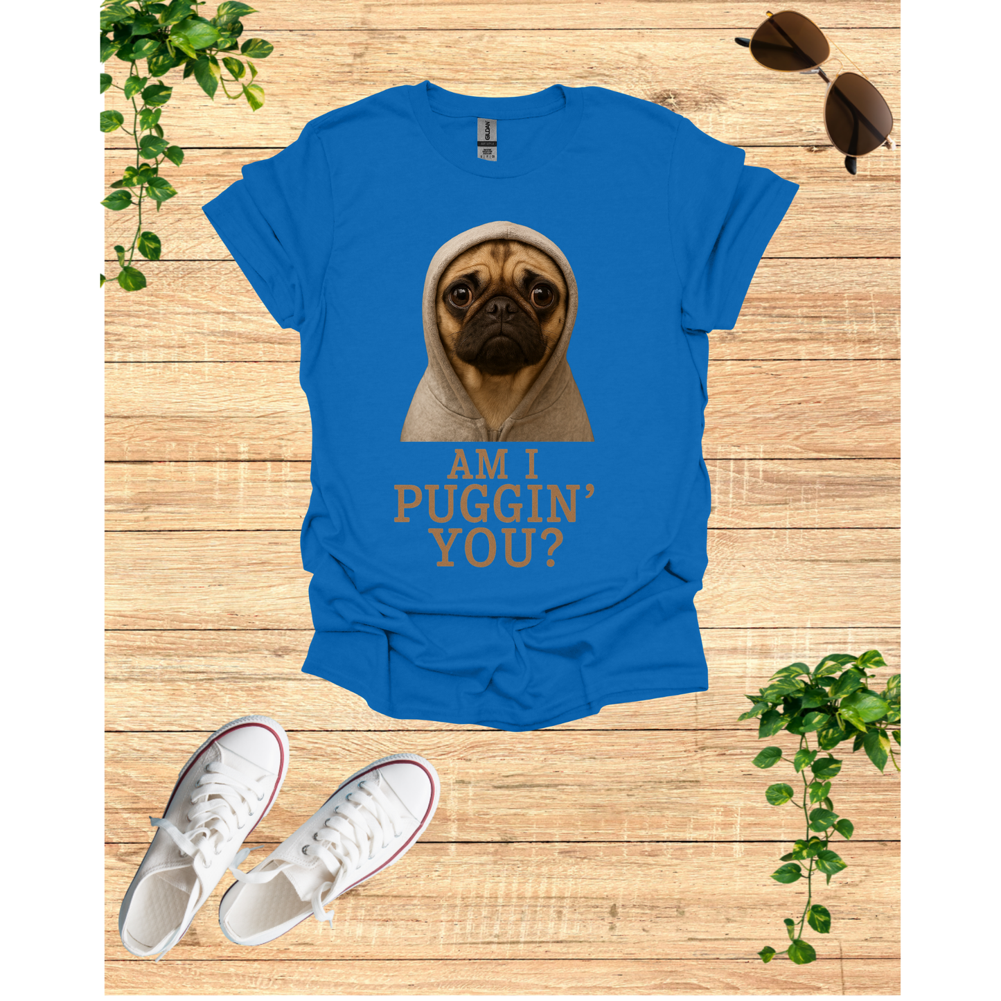 Am I Puggin' You? Unisex Softstyle T-Shirt, Cute Dog Tee, Pet Lover Gift, Funny Pug Shirt, Animal Humor Apparel, Casual Wear