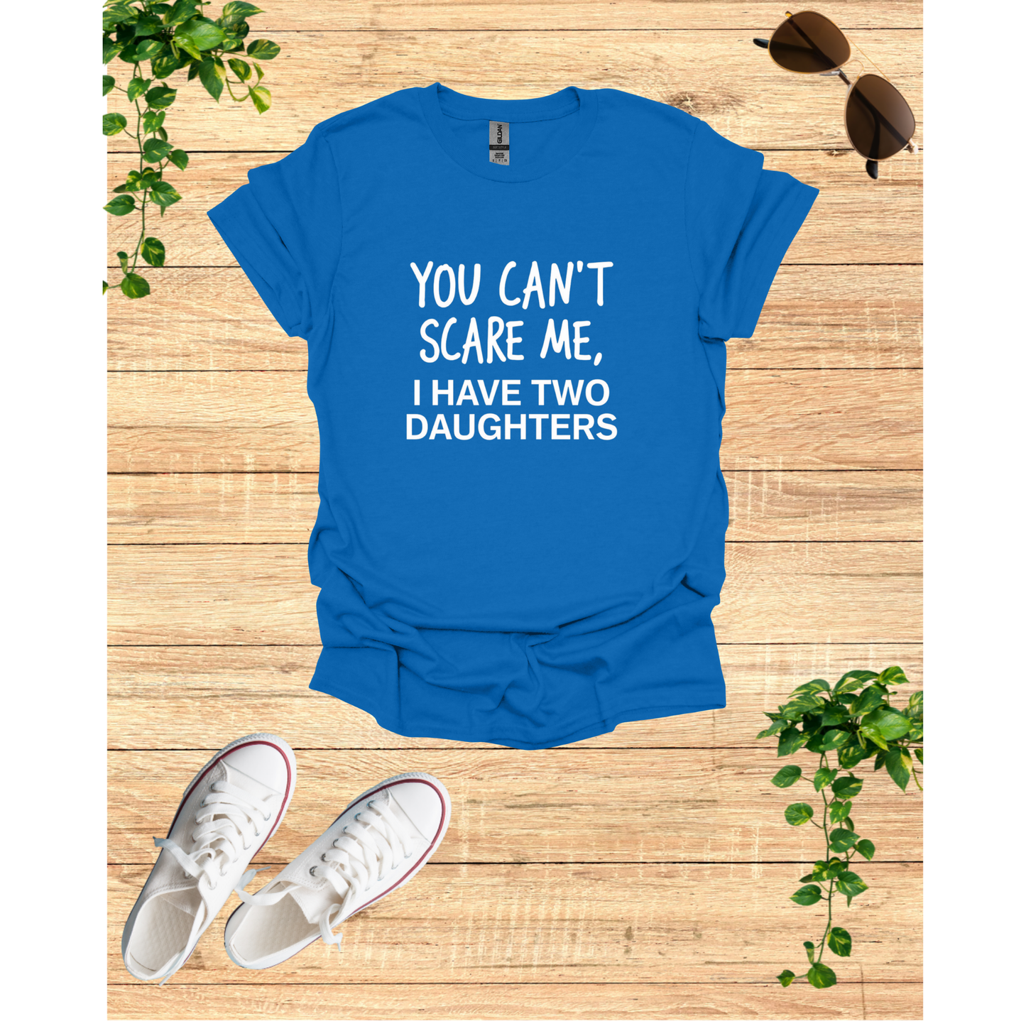 Funny Dad T-Shirt - 'You Can't Scare Me, I Have Two Daughters' - Unisex Softstyle Tee