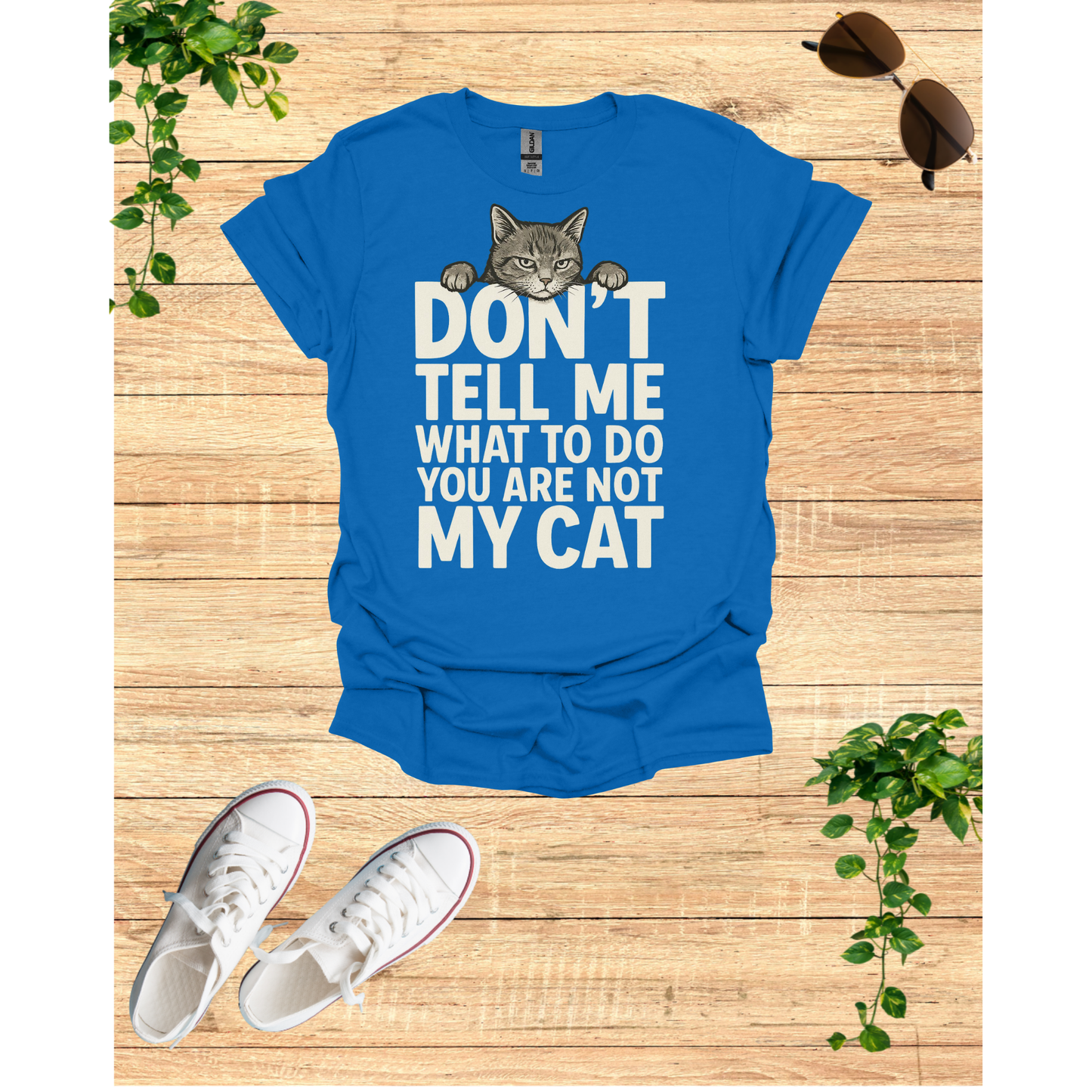 My cat tells me what to do, Unisex Softstyle Tee, Gift for Cat Lovers, Humor Shirt, Pet Lover Apparel, Quirky Casual Wear