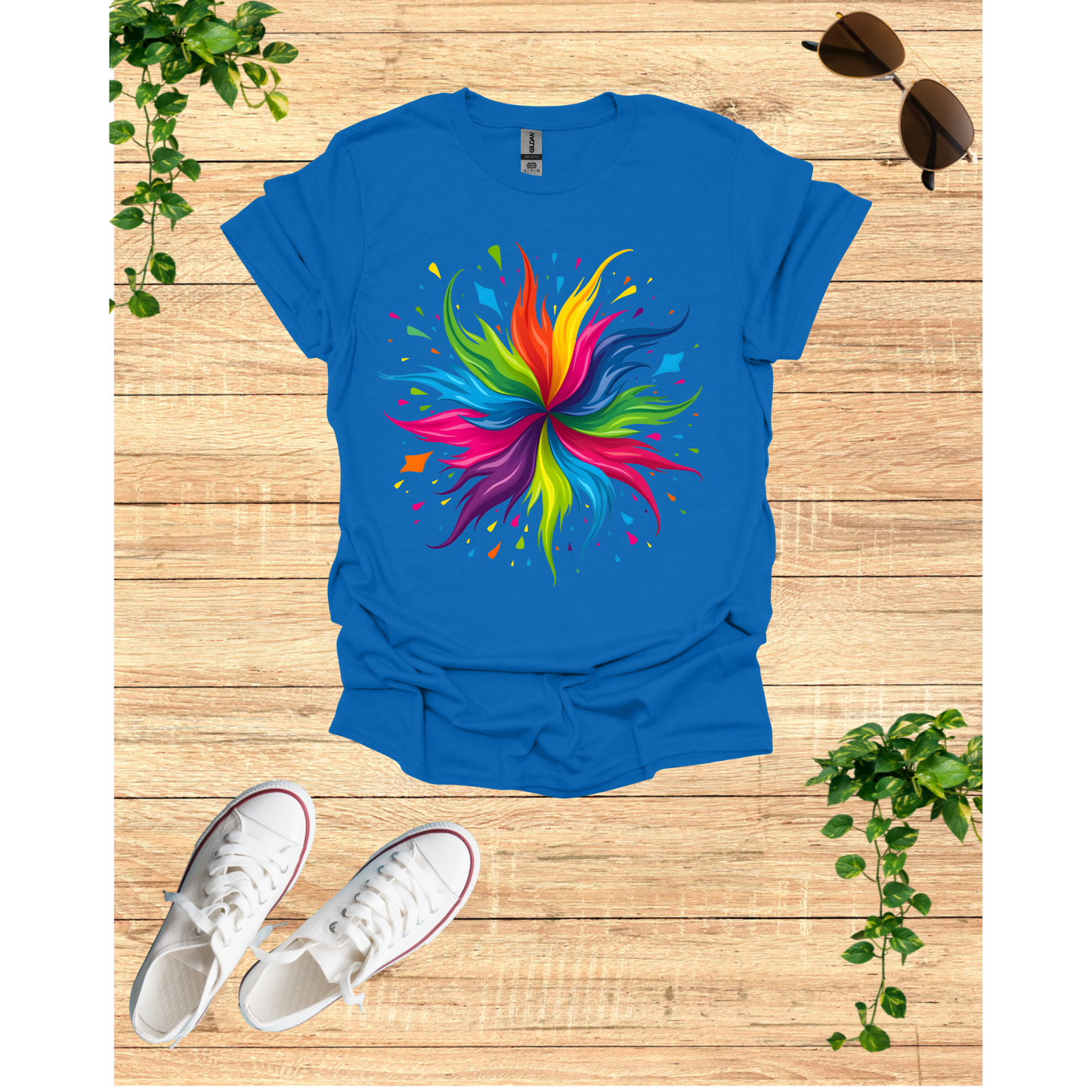 Colorful Abstract Splash Unisex Softstyle T-Shirt - Vibrant Artistic Tee for Creative Souls