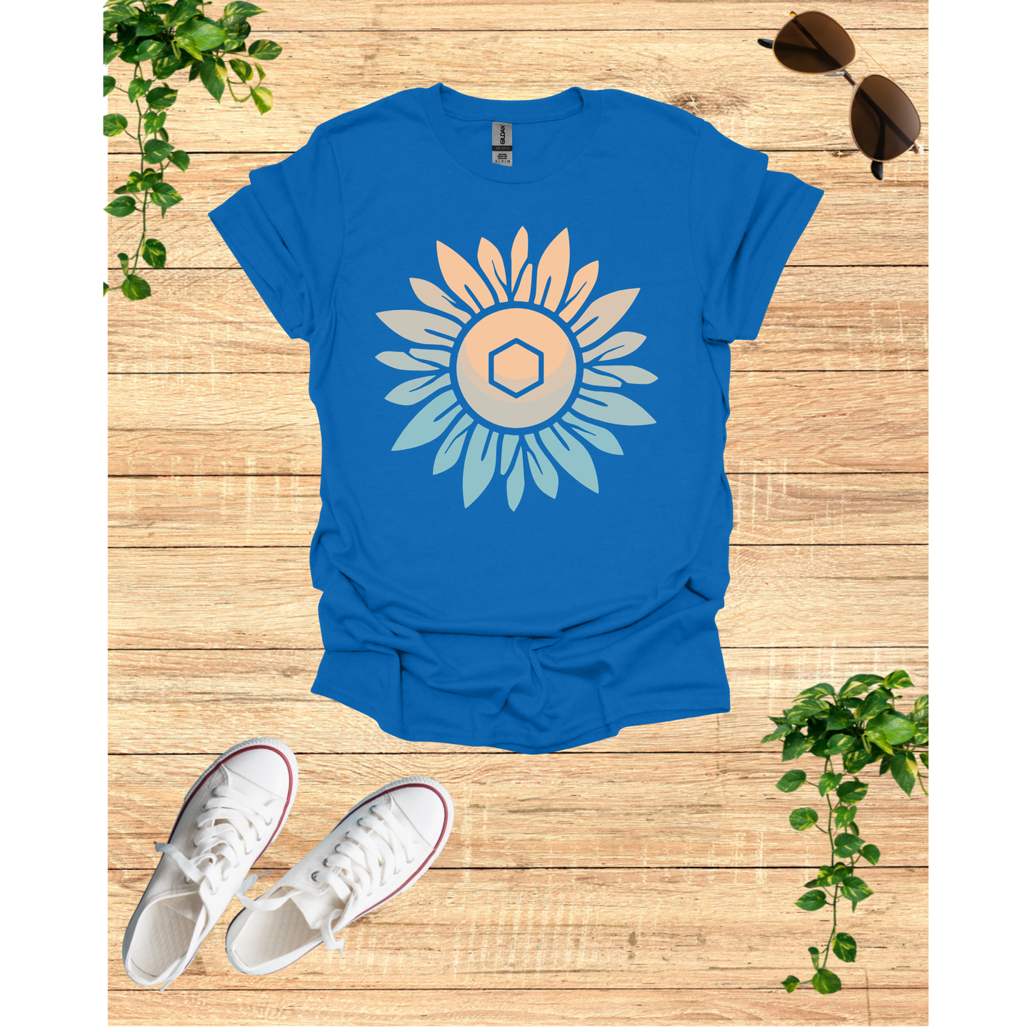 Sunflower Mandala Unisex Softstyle T-Shirt - Boho Chic Vibes