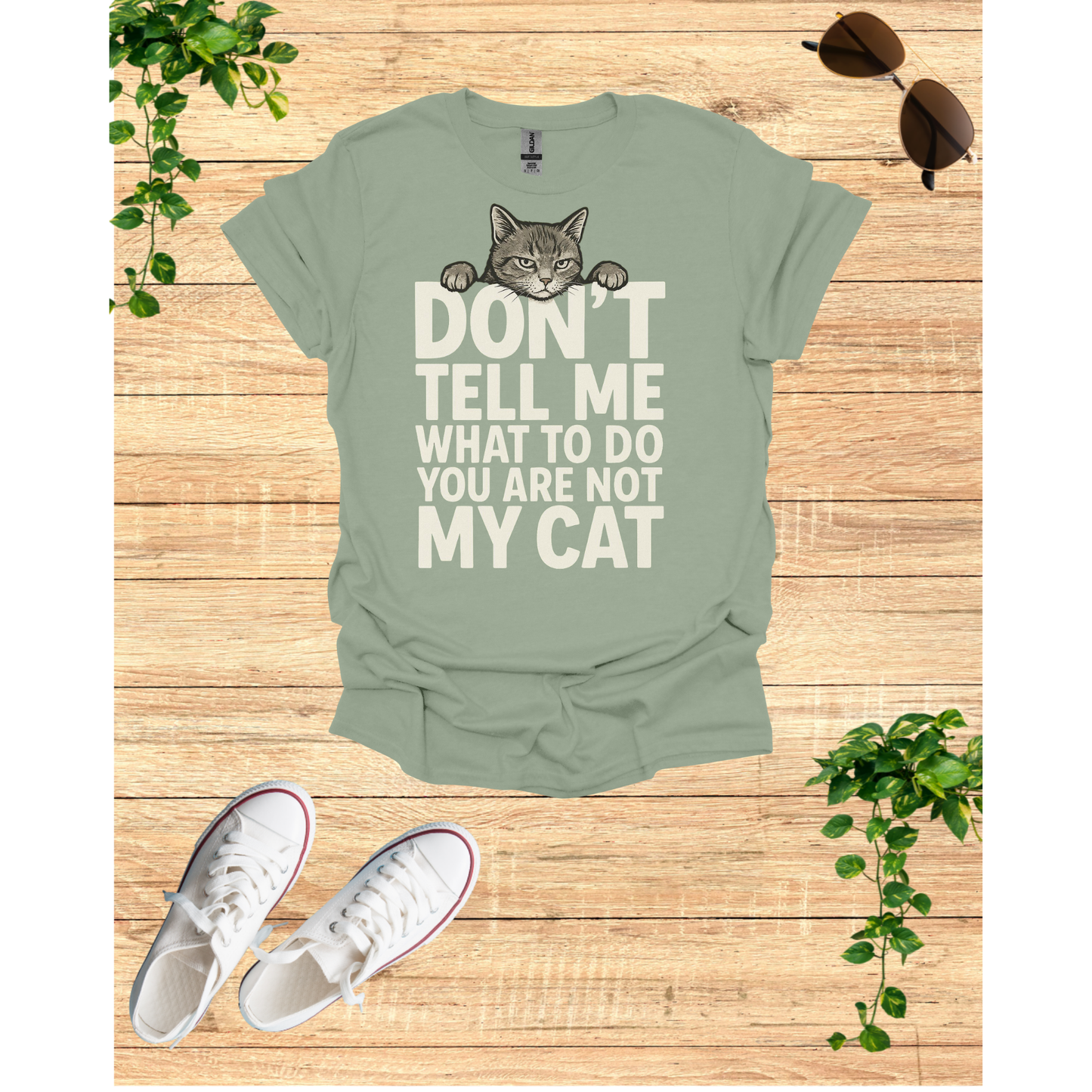 My cat tells me what to do, Unisex Softstyle Tee, Gift for Cat Lovers, Humor Shirt, Pet Lover Apparel, Quirky Casual Wear